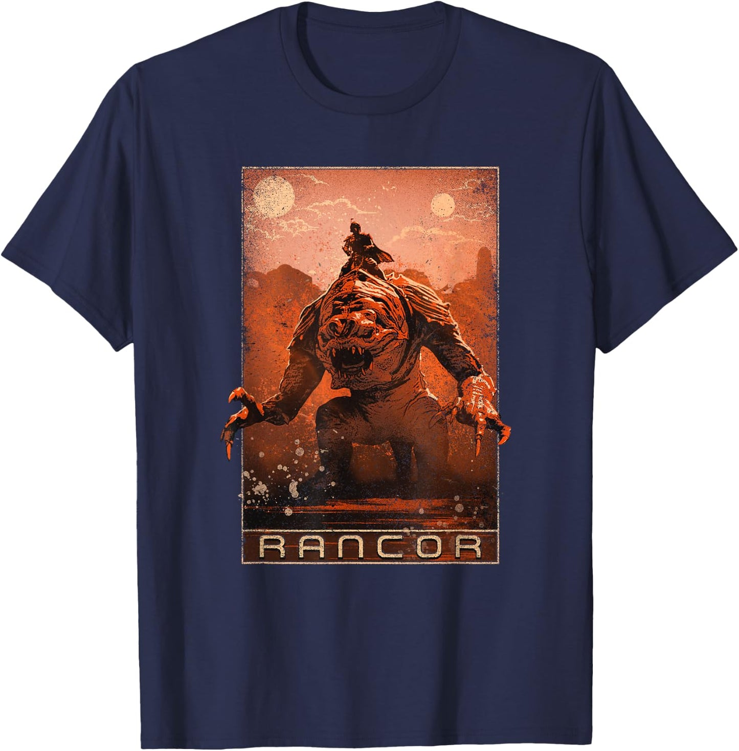 Star Wars The Book Of Boba Fett Riding The Rancor Poster T-Shirt - T-Shirt | Navy