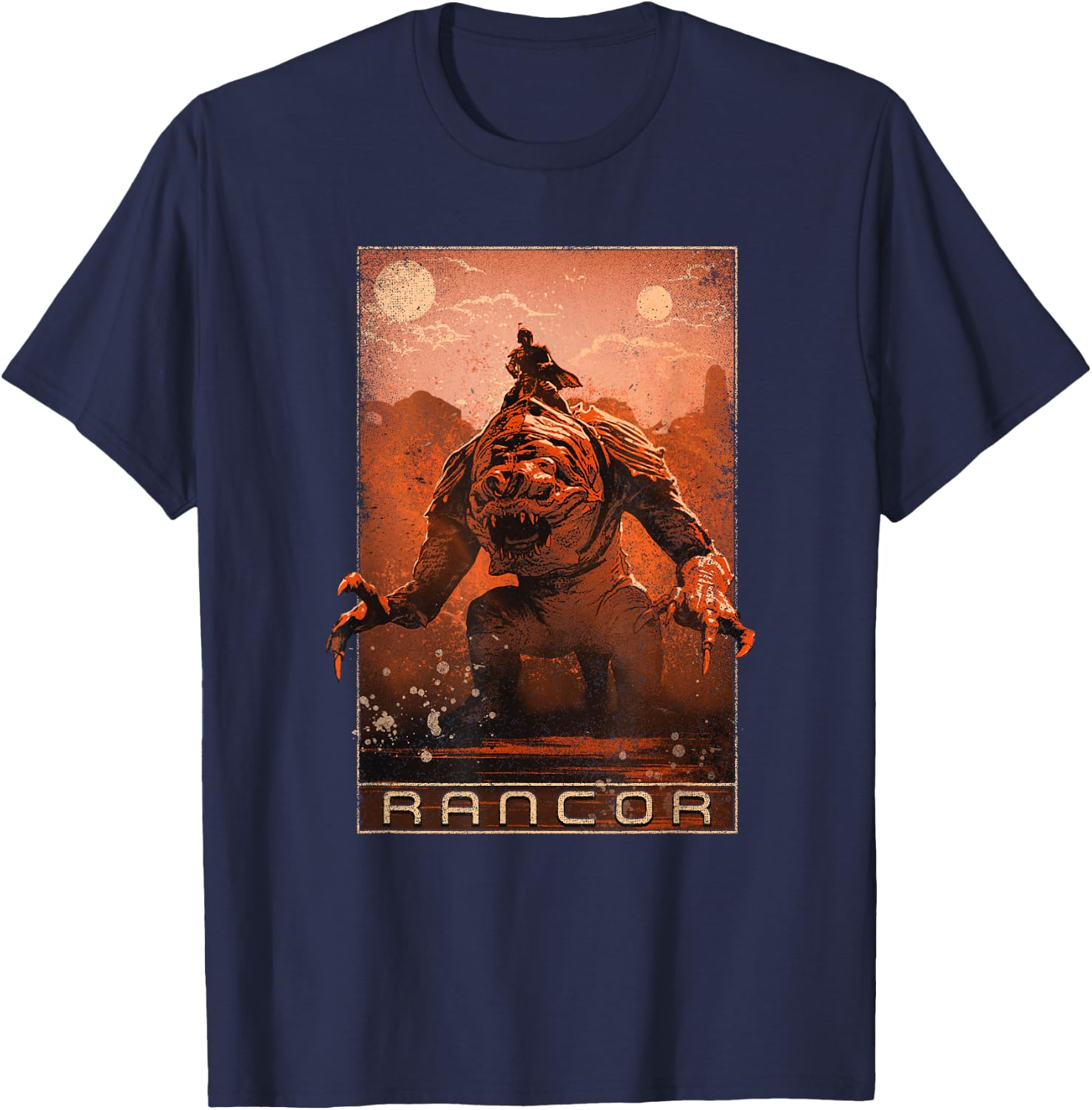 Star Wars The Book Of Boba Fett Riding The Rancor Poster T-Shirt - T-Shirt | Navy