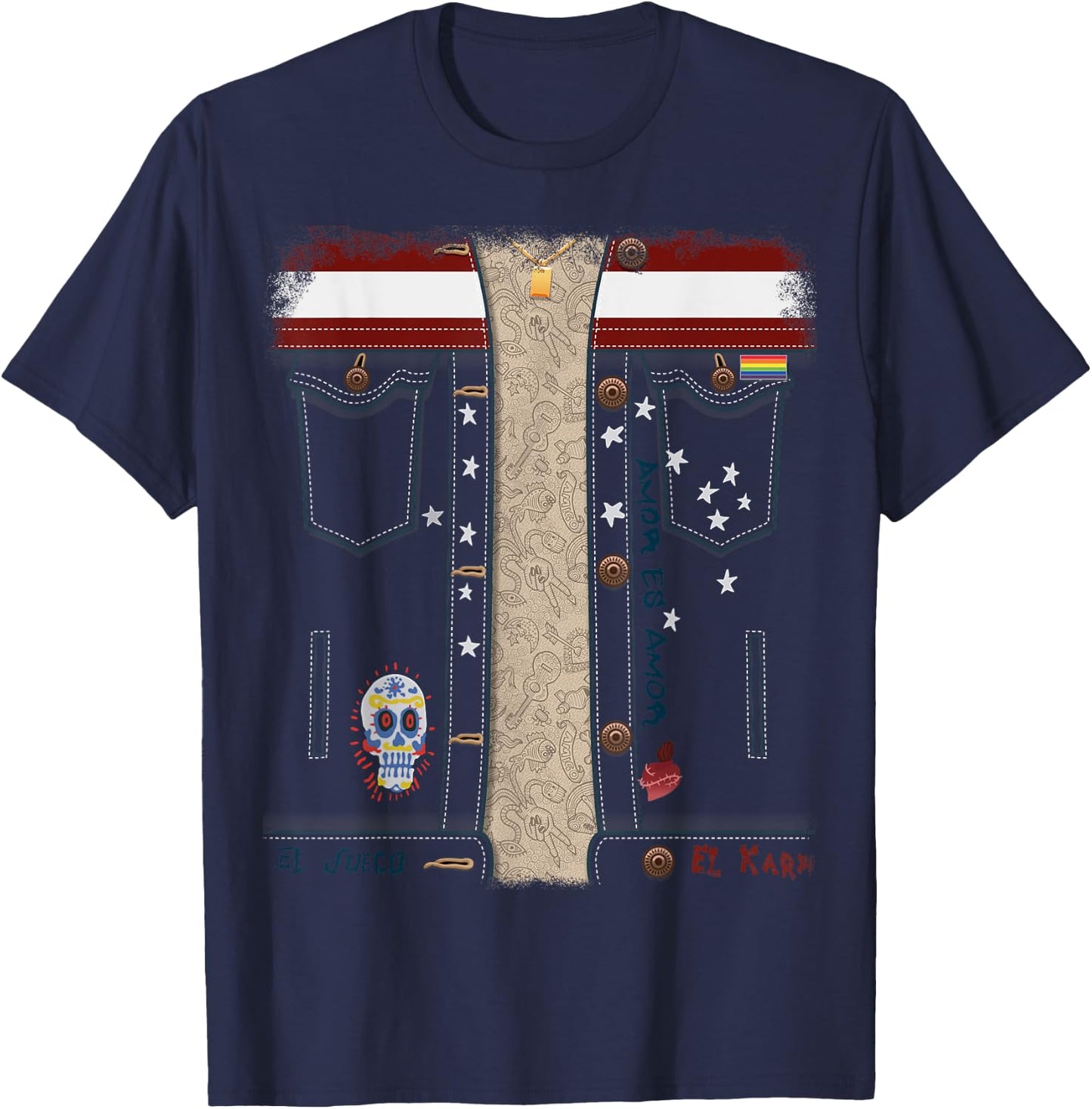 Marvel America Chavez Denim Jacket Front and Back T-Shirt - T-Shirt | Navy