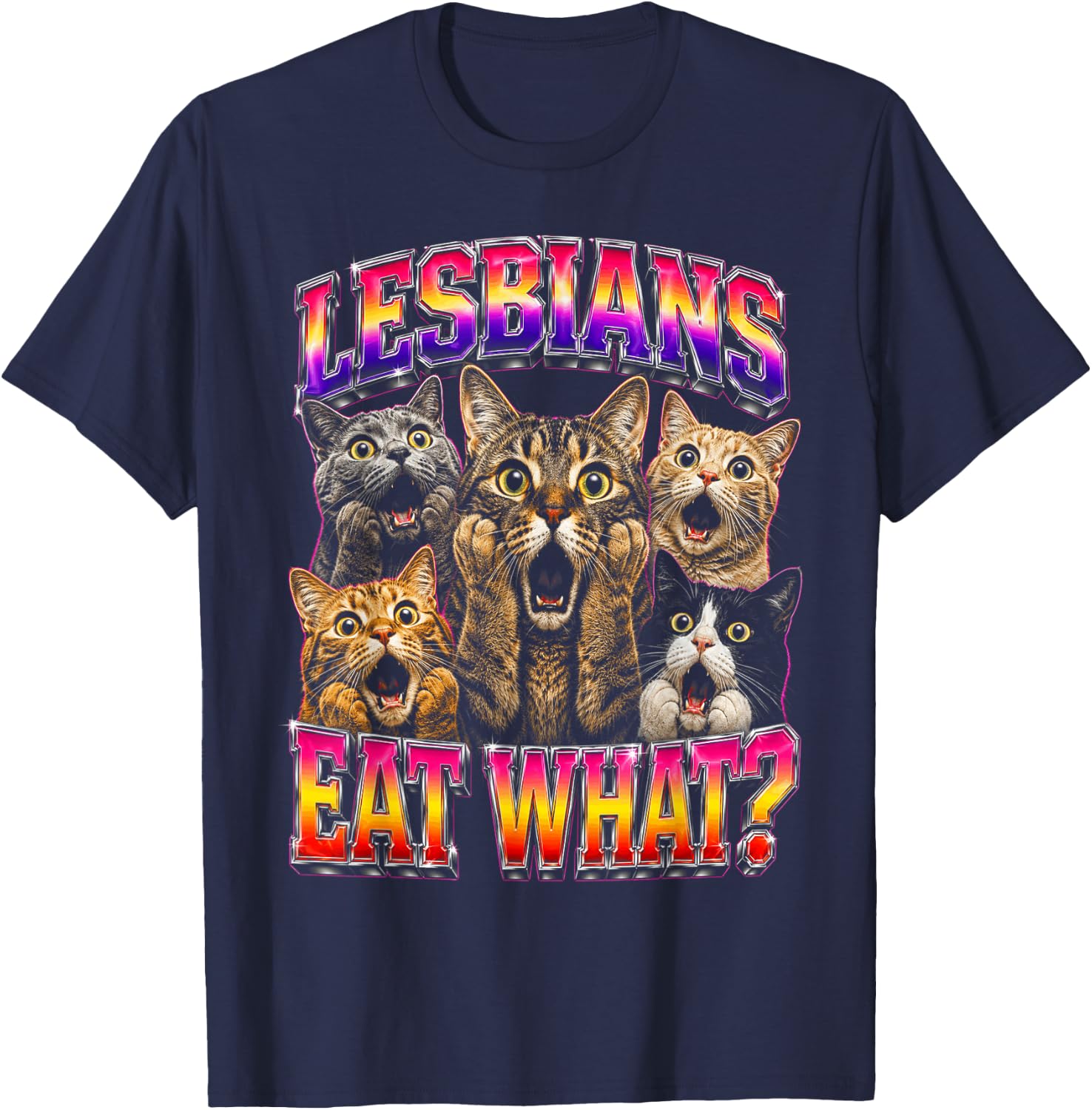 Gay Pride Funny Cats Ally Lesbian LGBT T-Shirt - T-Shirt | Navy