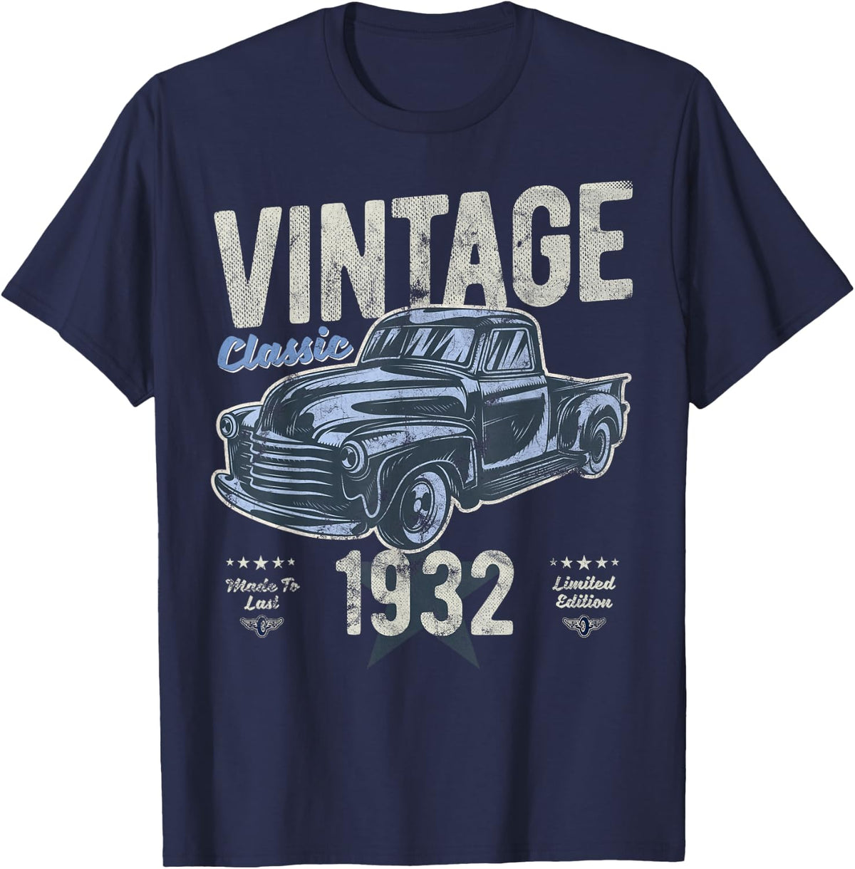 Vintage, Born 1932, 90th Birthday, Classic Pick Up Truck T-Shirt - T-Shirt | Navy