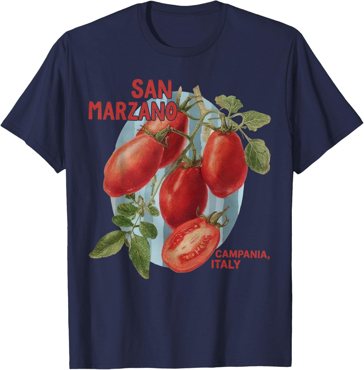 Vintage San Marzano Tomatoes Italian Girl Summer T-Shirt - T-Shirt | Navy