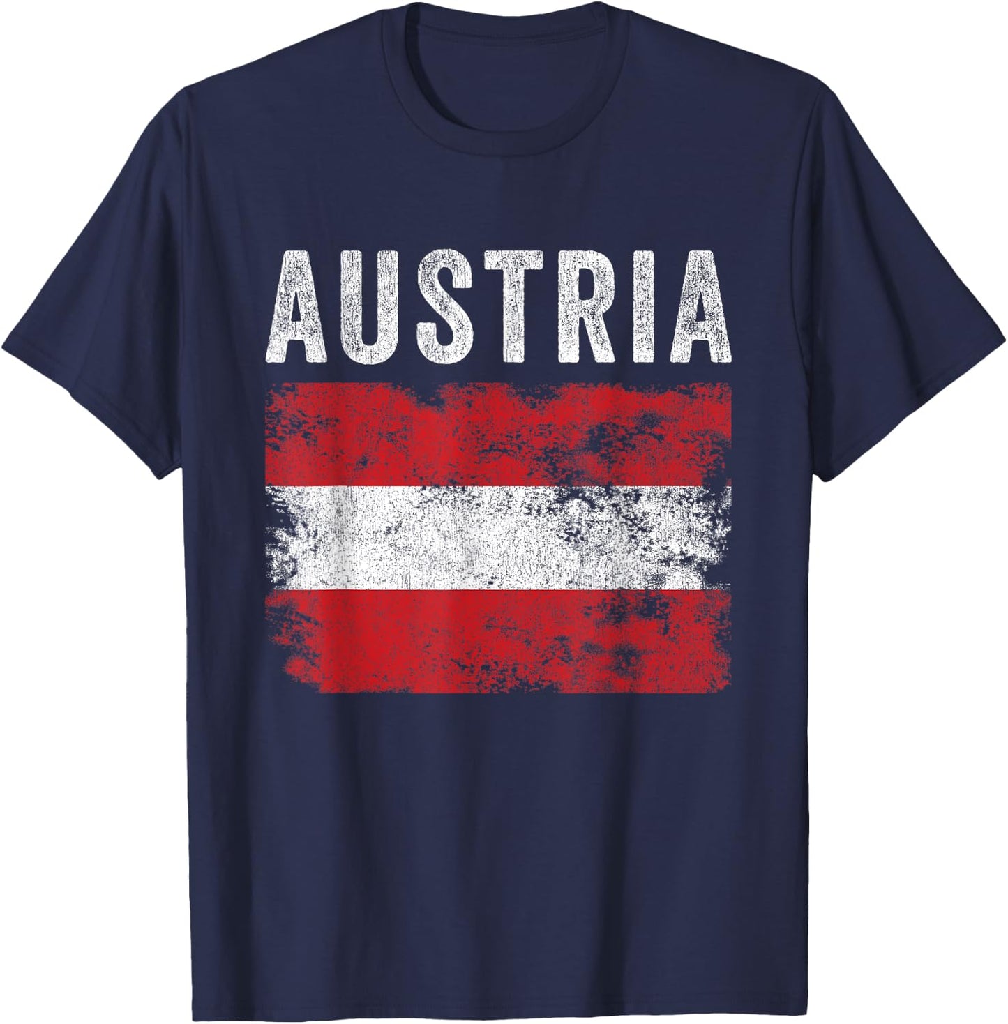 Austria Flag Distressed - Men Women Kids - Austrian Flag T-Shirt - T-Shirt | Navy