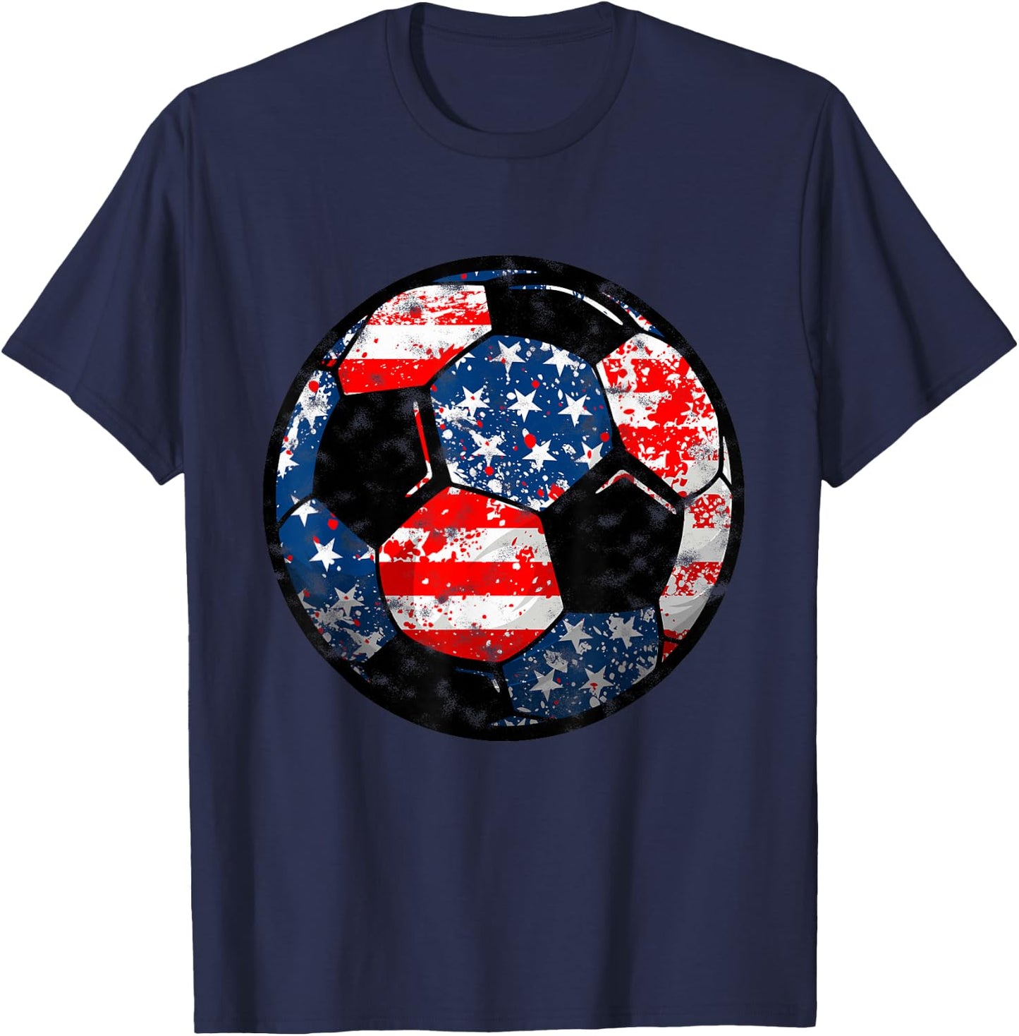 4th Of July USA Flag Soccer Patriotic Soccer Player T-Shirt - T-Shirt | Navy