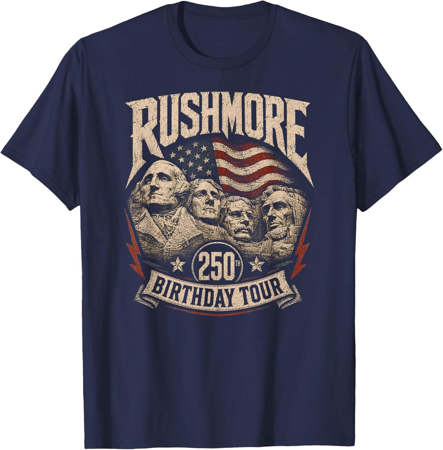 Funny Mount Rushmore 250th Anniversary USA 250 Birthday T-Shirt - T-Shirt | Navy