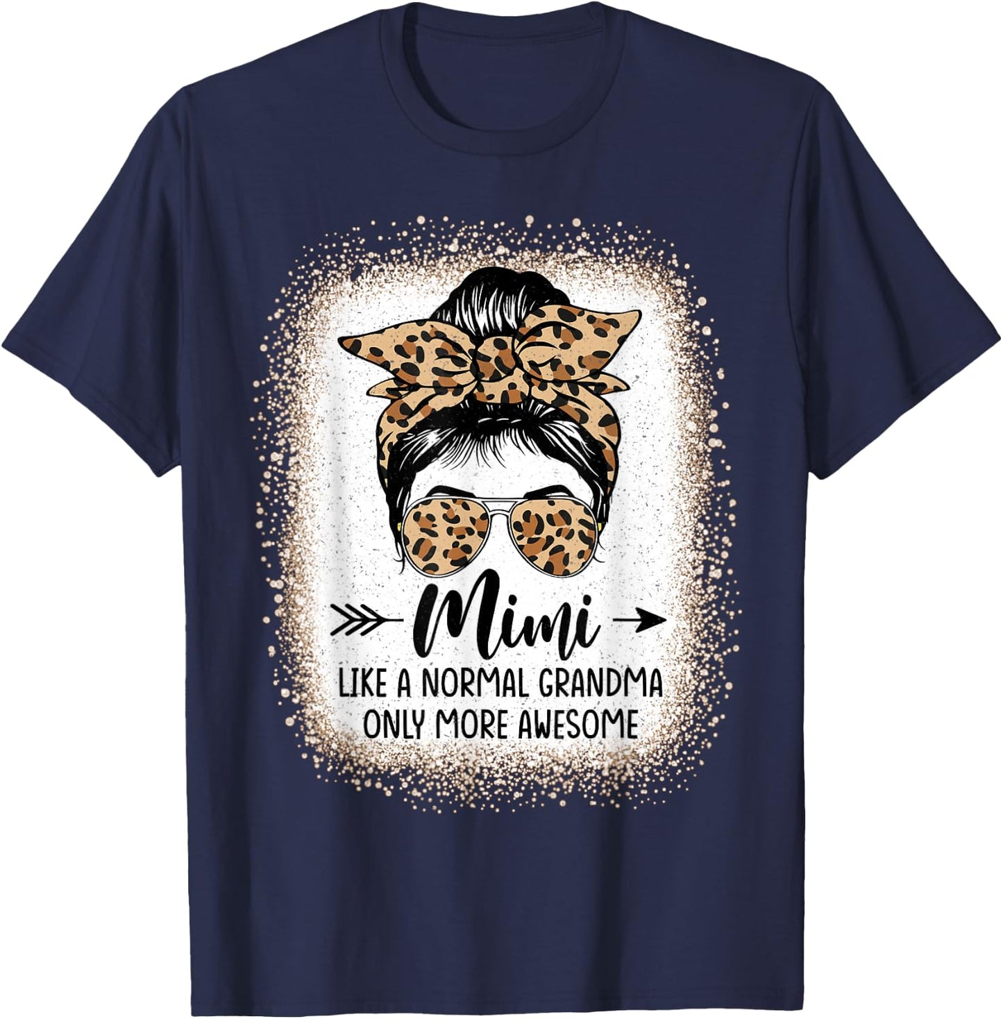 Mimi Like A Normal Grandma Only More Awesome Messy Bun Women T-Shirt - T-Shirt | Navy