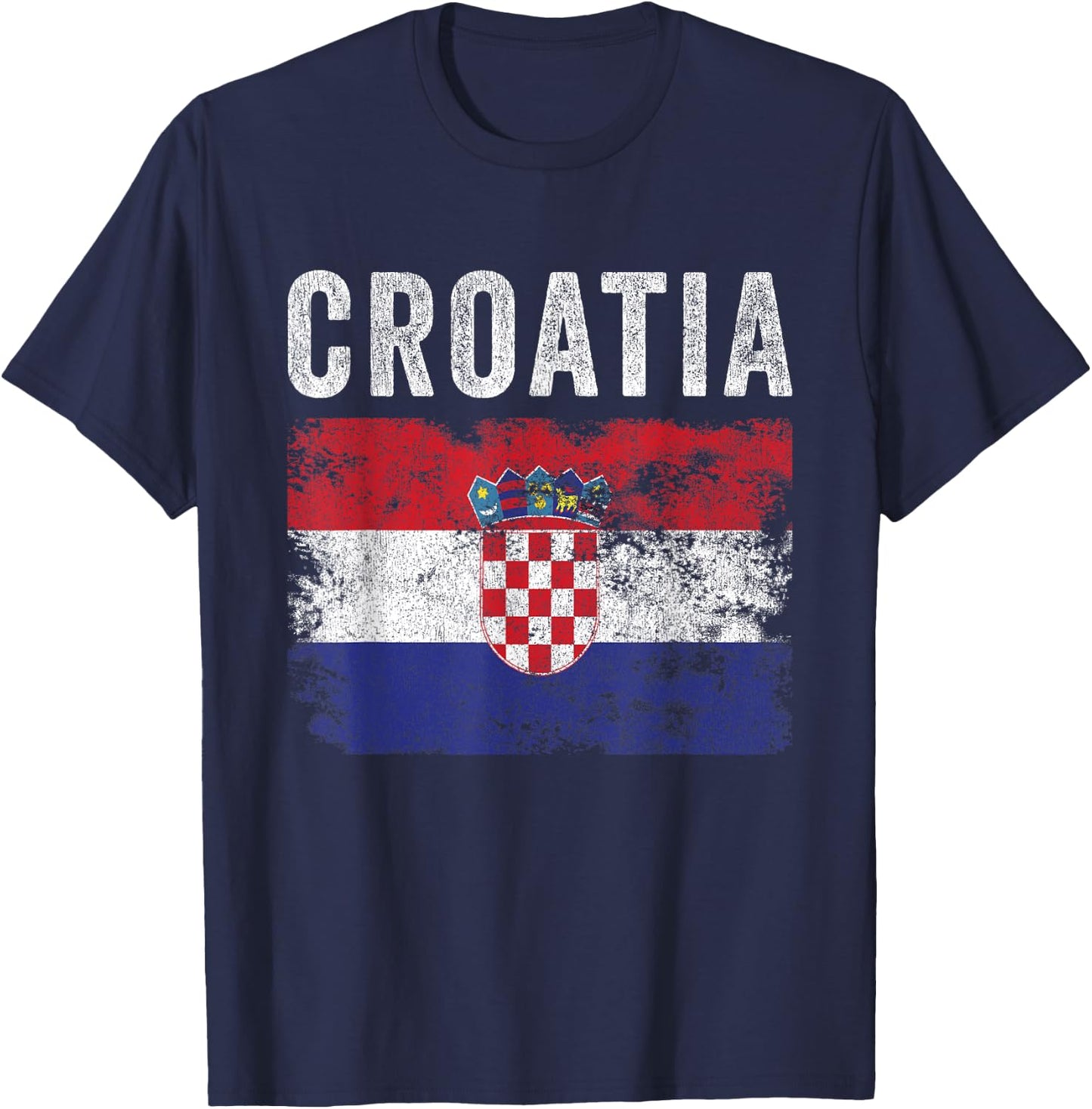 Croatia Flag Distressed - Men Women Kids - Croatian Flag T-Shirt - T-Shirt | Navy
