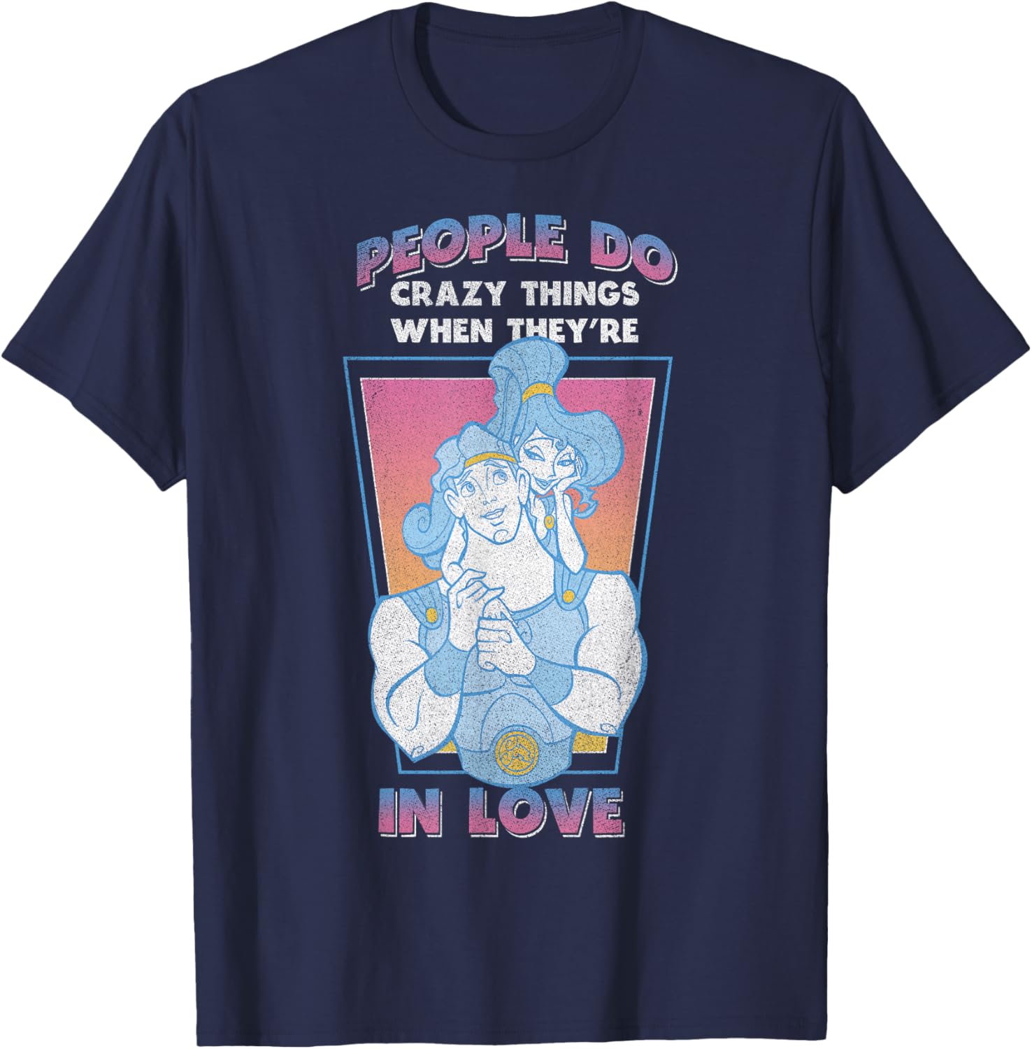 Disney Hercules Valentine's Day Vintage Megara in Love T-Shirt - T-Shirt | Navy