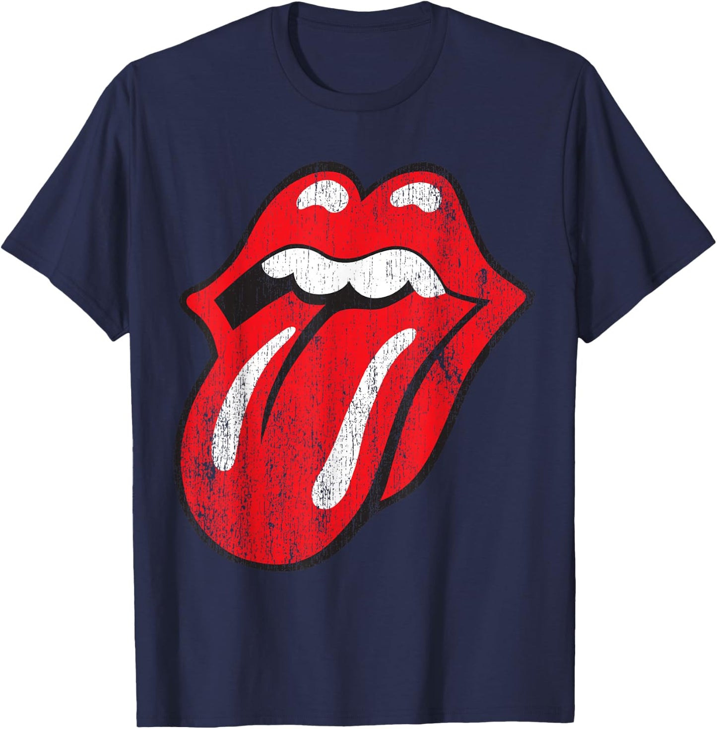 Rolling Stones Official Distressed Tongue T-Shirt - T-Shirt | Navy