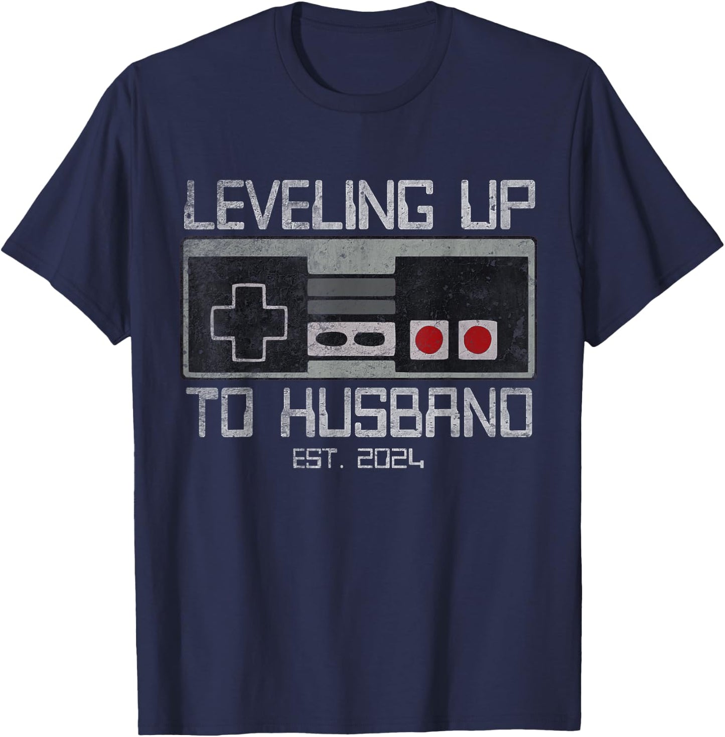 Leveling Up To Future Husband 2024 Bachelor Party Groom T-Shirt - T-Shirt | Navy