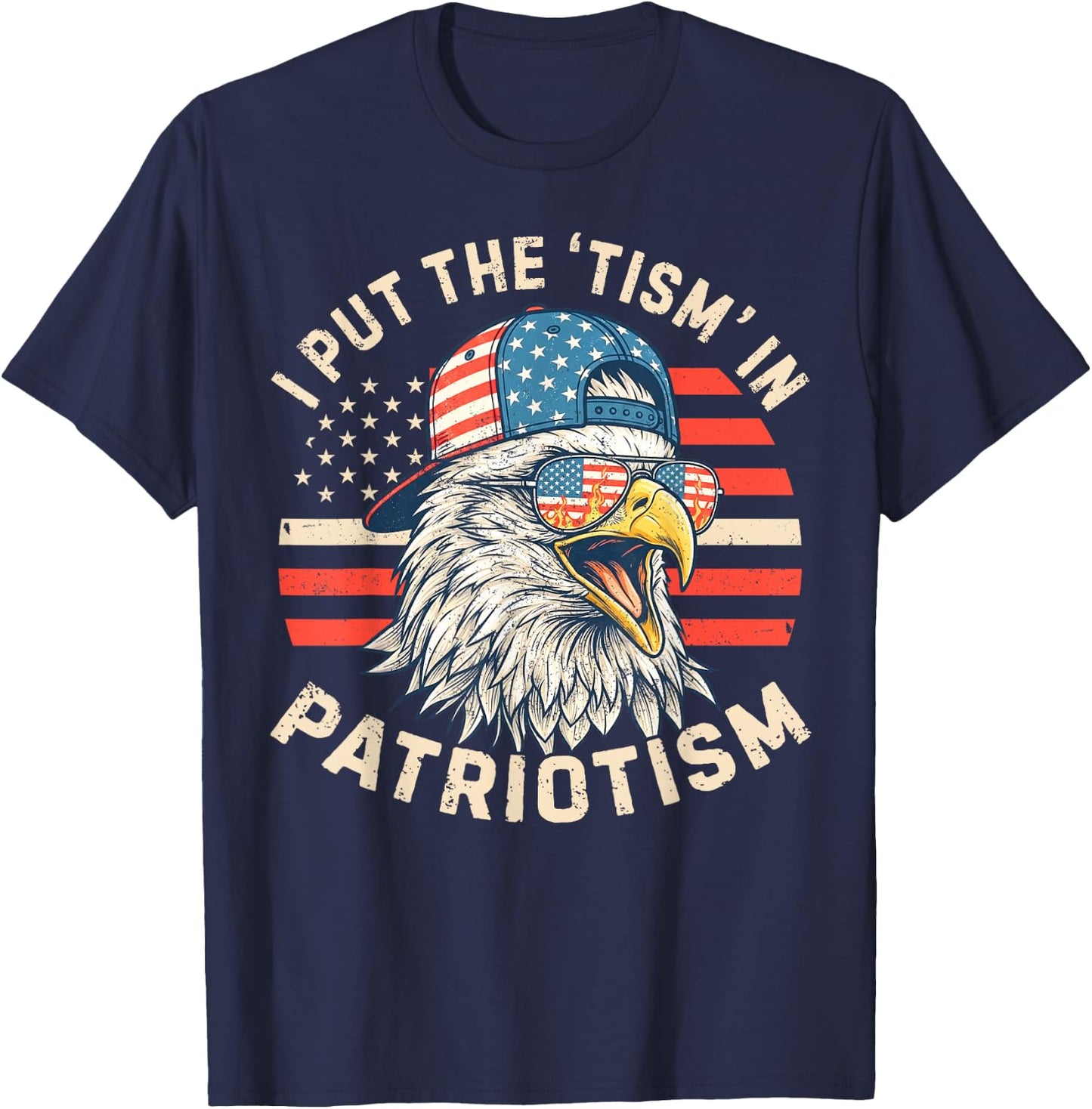 I Put The Tism in Patriotism Athletic Eagle 4th of July Kids T-Shirt - T-Shirt | Navy