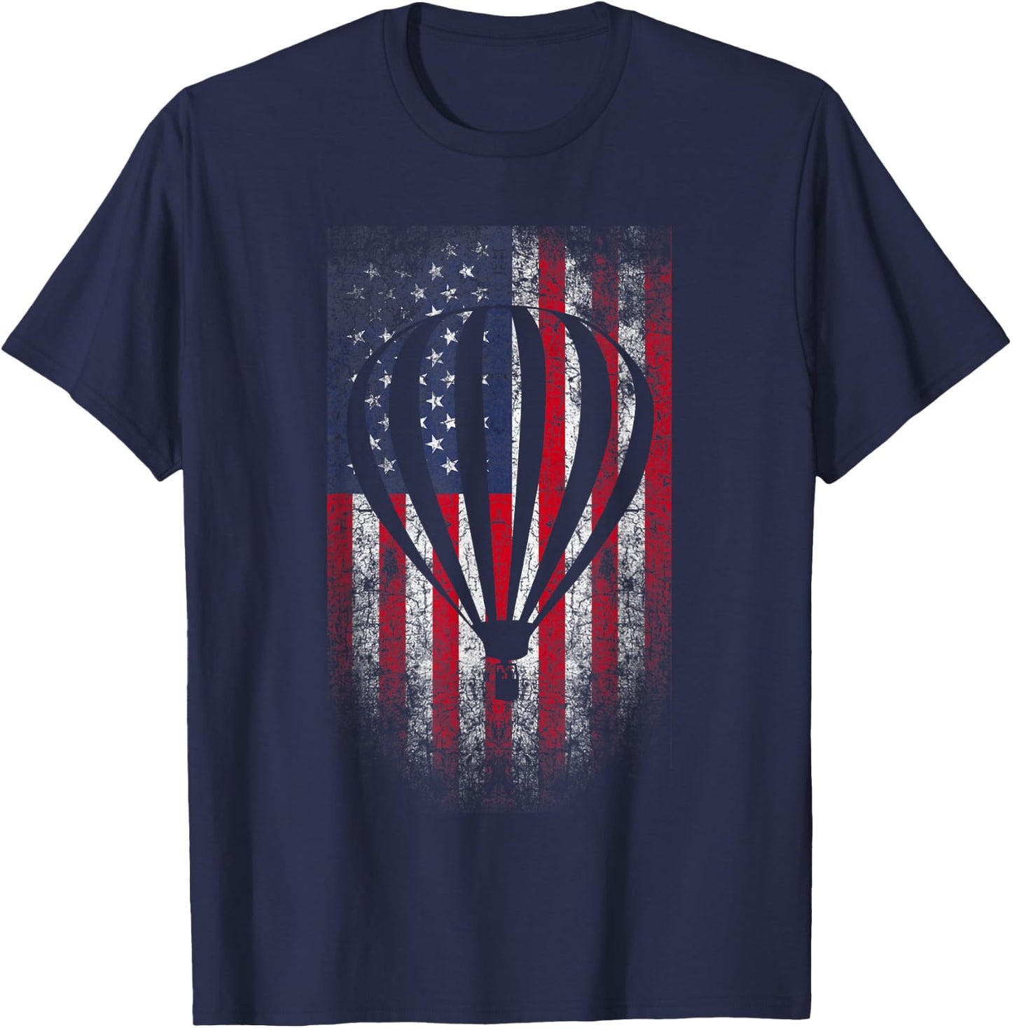 Hot Air Balloon Vintage USA Flag T-Shirt - T-Shirt | Navy