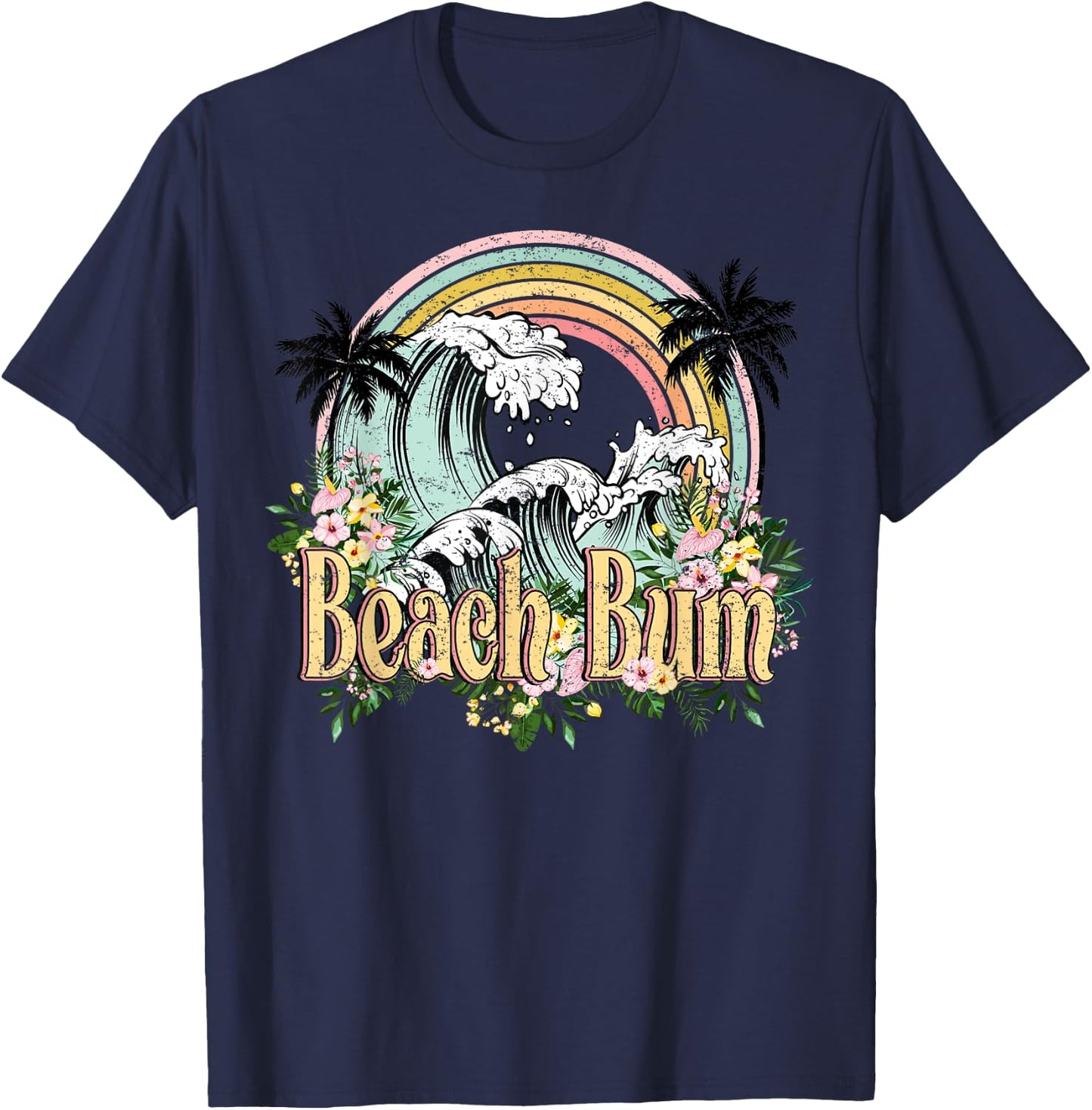 Vintage Retro Beach Bum Tropical Summer Vacation Gifts Women Kids T-Shirt - T-Shirt | Navy