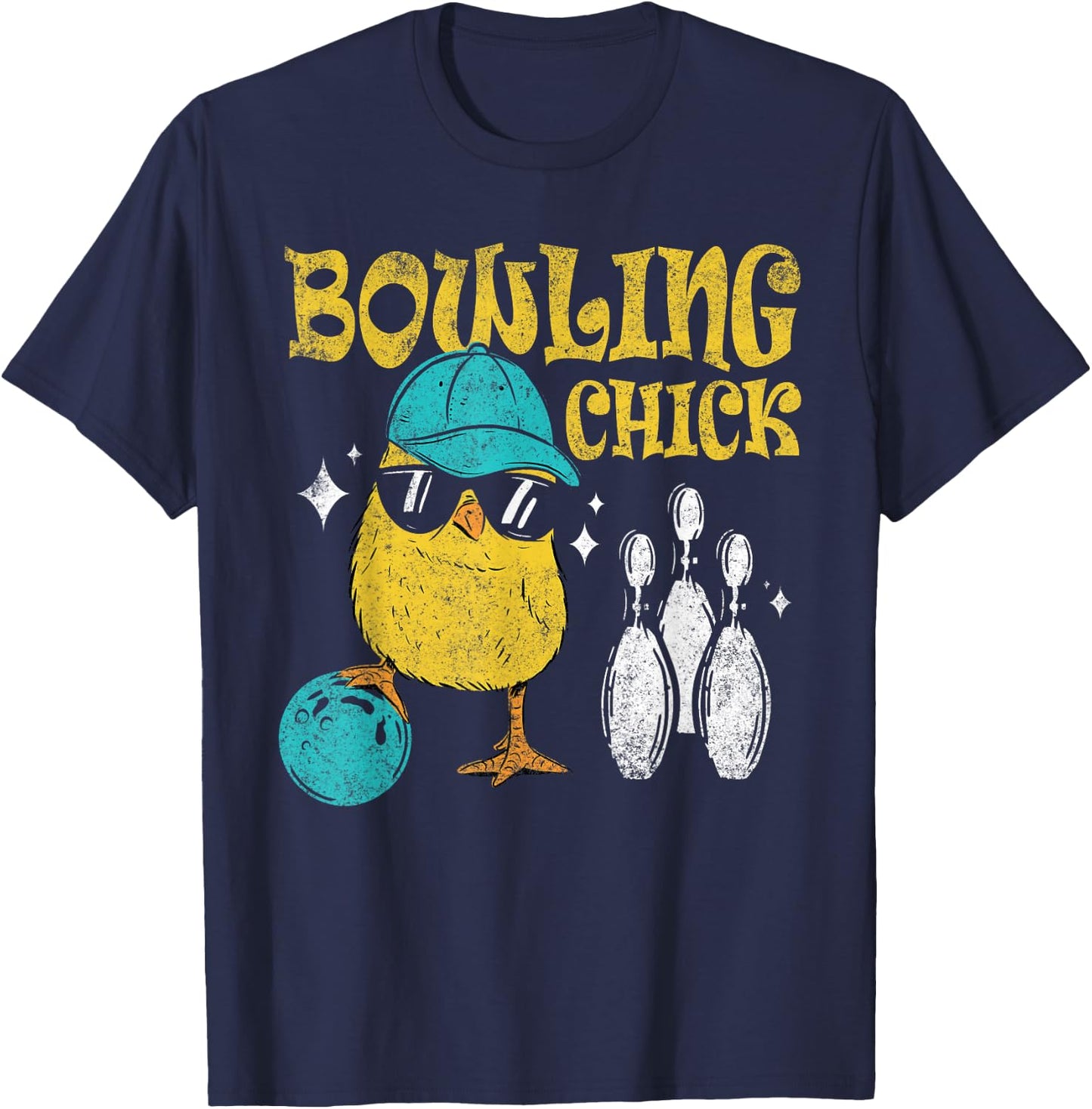 Bowling Chick Bowl Design For Bowlers Player Sport T-Shirt - T-Shirt | Navy