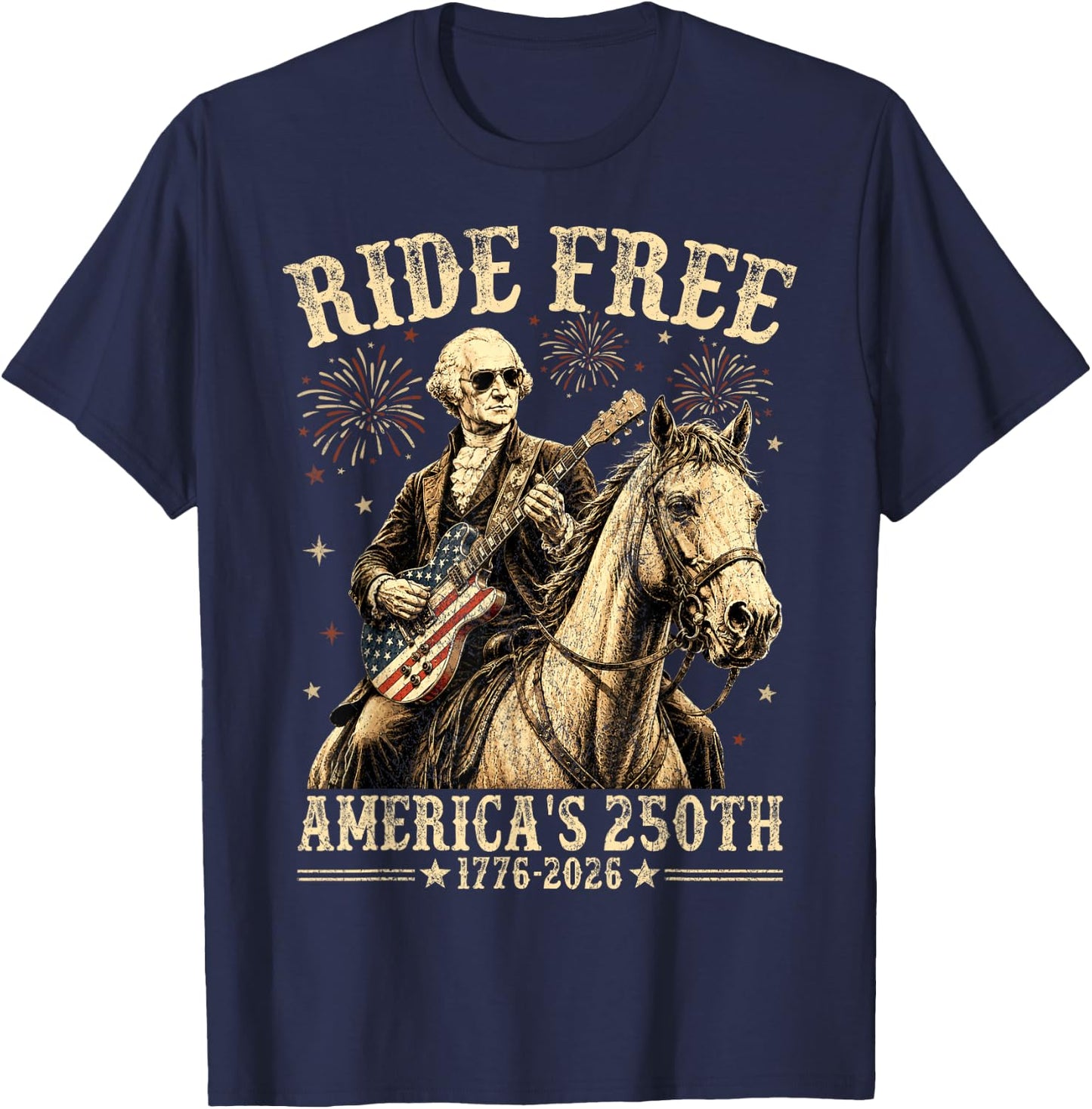 Ride Free 1776 2026 Horse 250th Anniversary USA 250 Years T-Shirt - T-Shirt | Navy