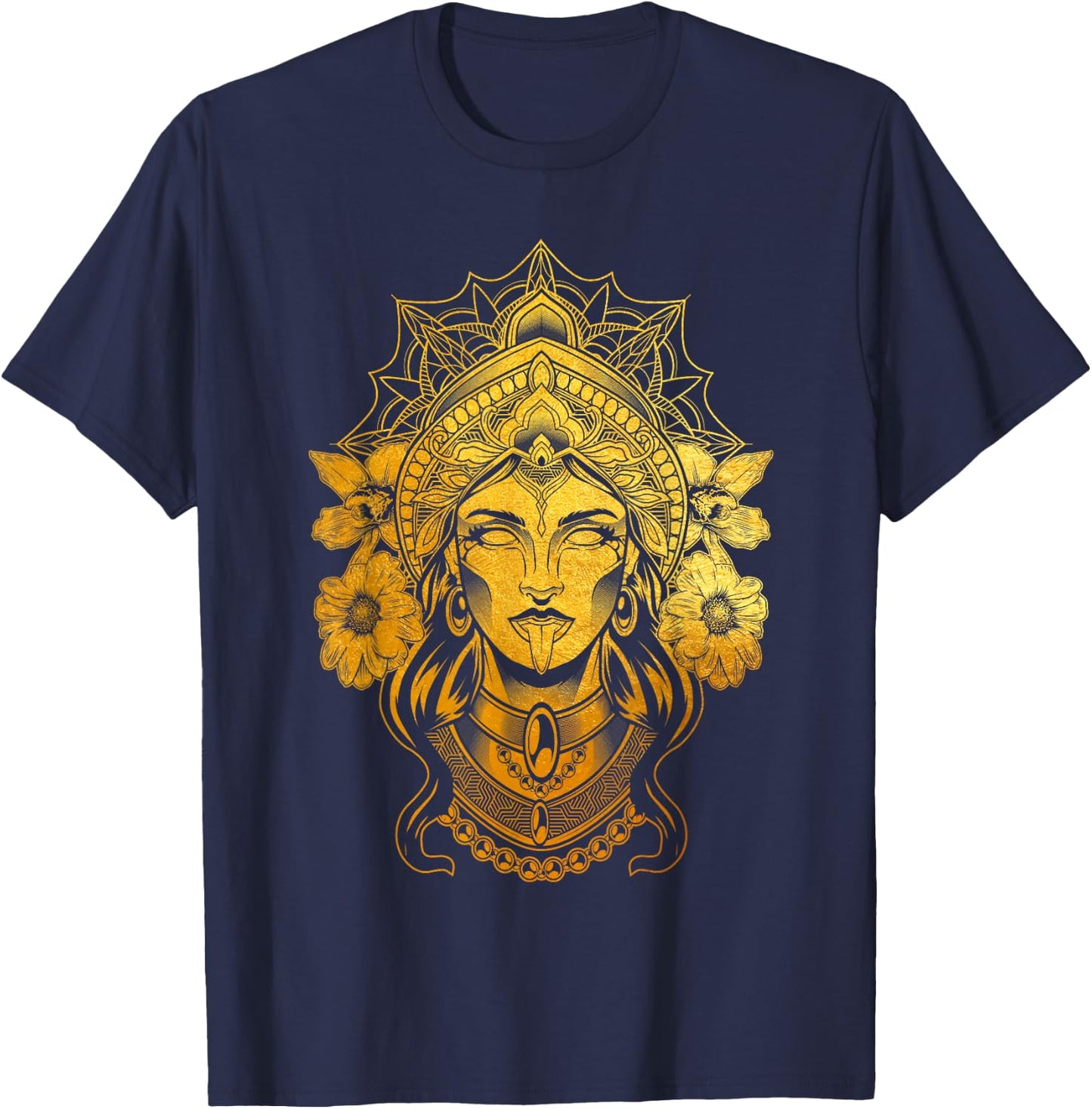 Kali Goddess of Death Ancient Indian Hindu Yoga Meditation T-Shirt - T-Shirt | Navy