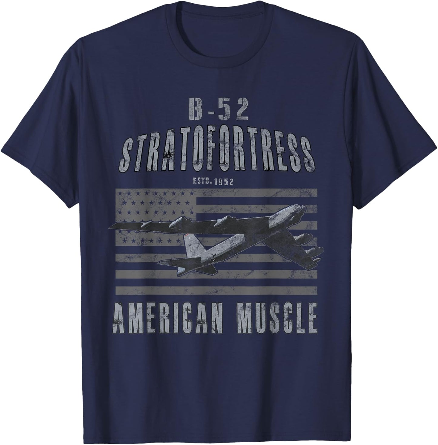 B-52 Stratofortress American Muscle Airplane Vintage T-Shirt - T-Shirt | Navy
