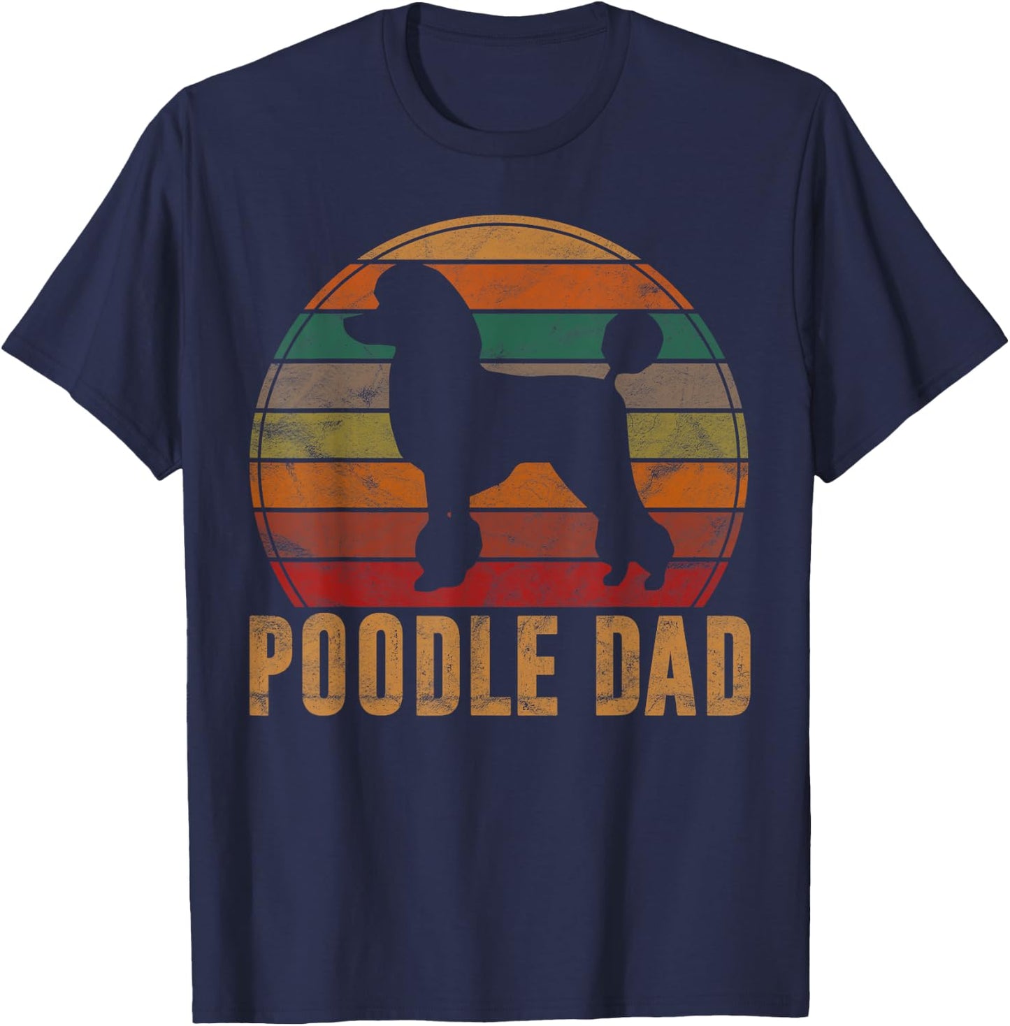 Retro Poodle Dad Dog Owner Pet Poodle Father T-Shirt - T-Shirt | Navy