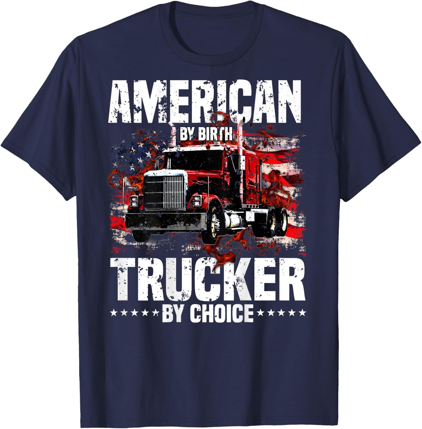 Trucker Gifts Truck Driver Design On Back Of Clothing T-Shirt - T-Shirt | Navy
