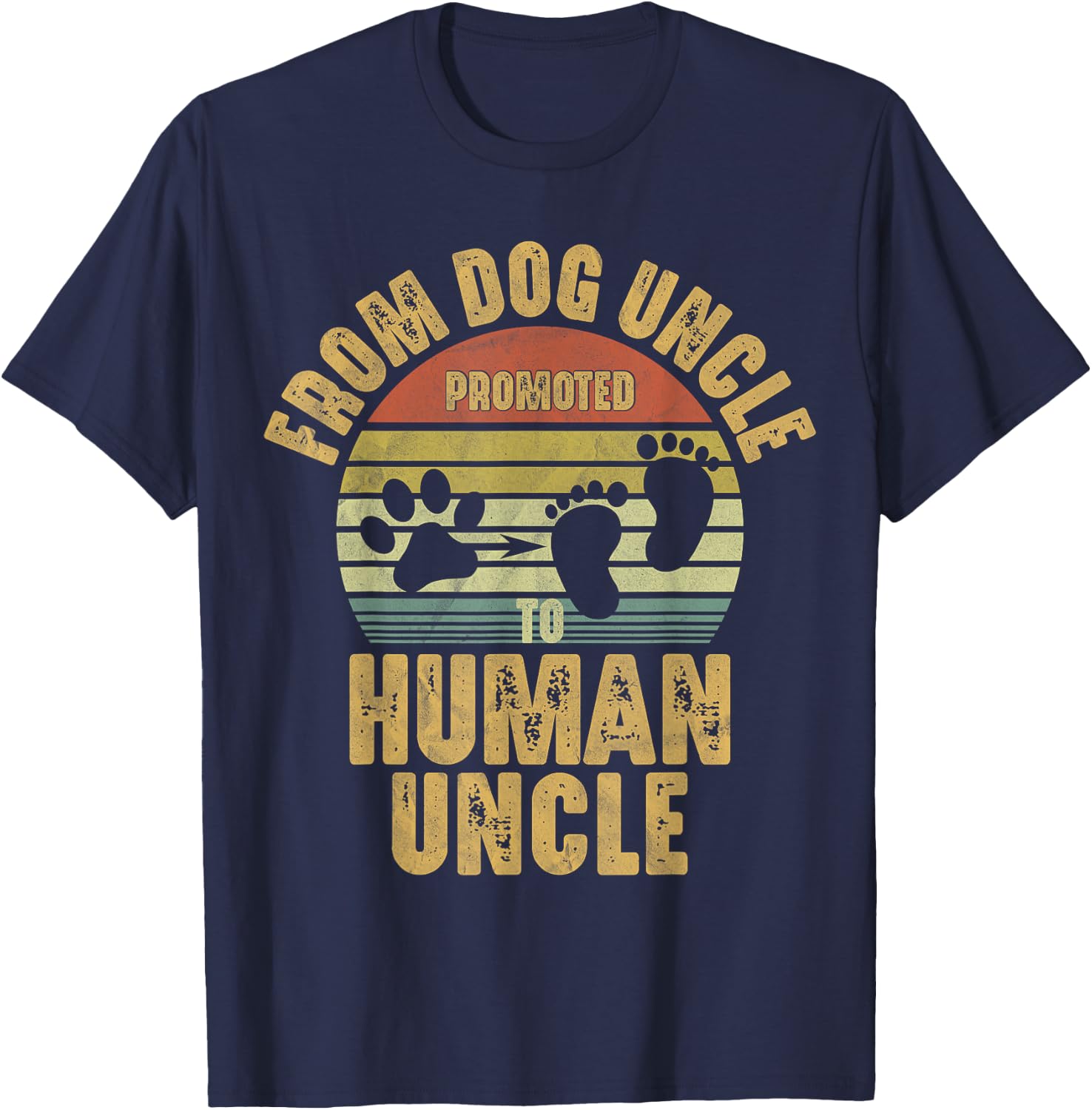 Promoted from Dog Uncle to Human Uncle T-Shirt - T-Shirt | Navy