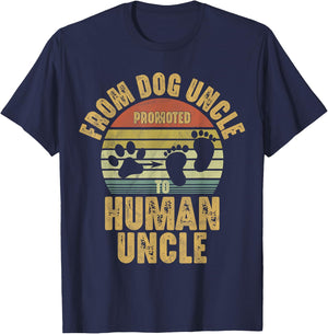 Promoted from Dog Uncle to Human Uncle T-Shirt - T-Shirt | Navy
