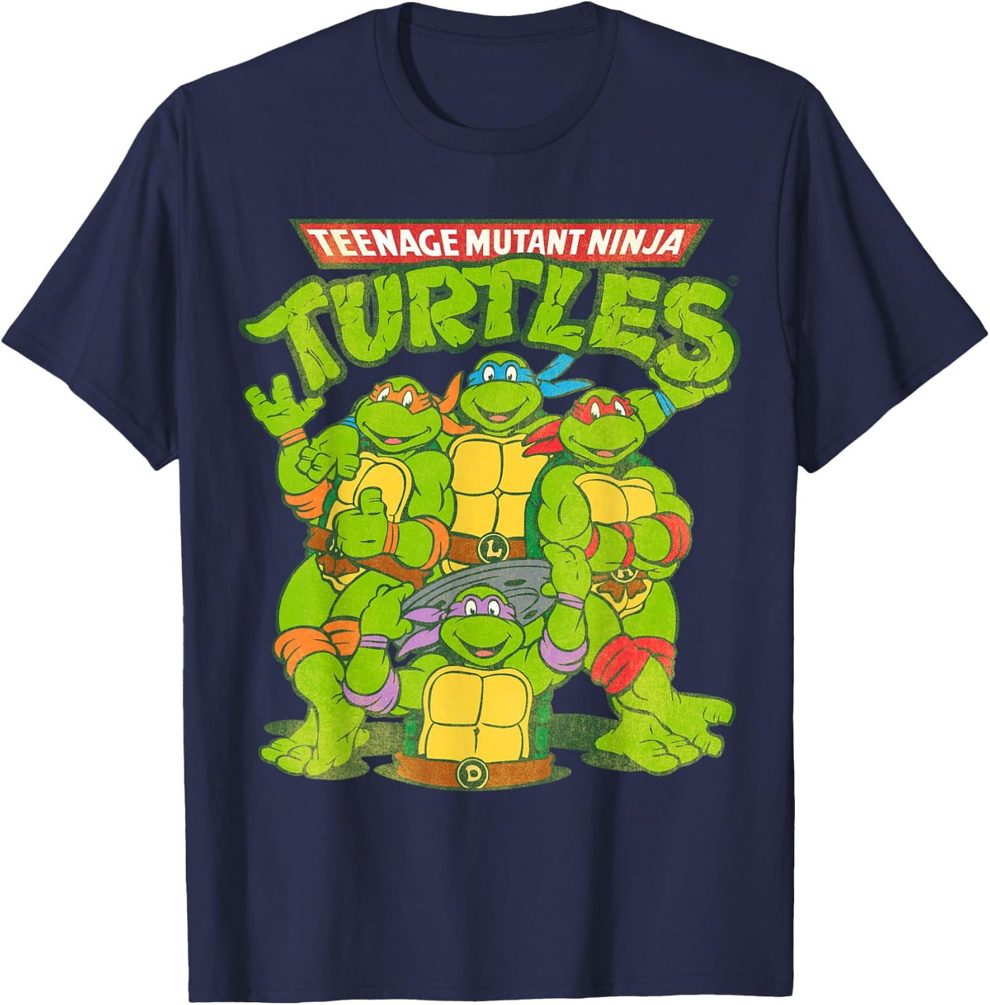 TMNT Classic Logo With All Ninja Turtles T-Shirt - T-Shirt | Navy