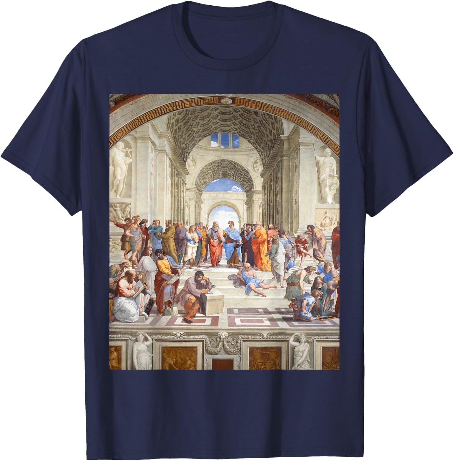 Renaissance Famous Painting The School of Athens T-Shirt - T-Shirt | Navy