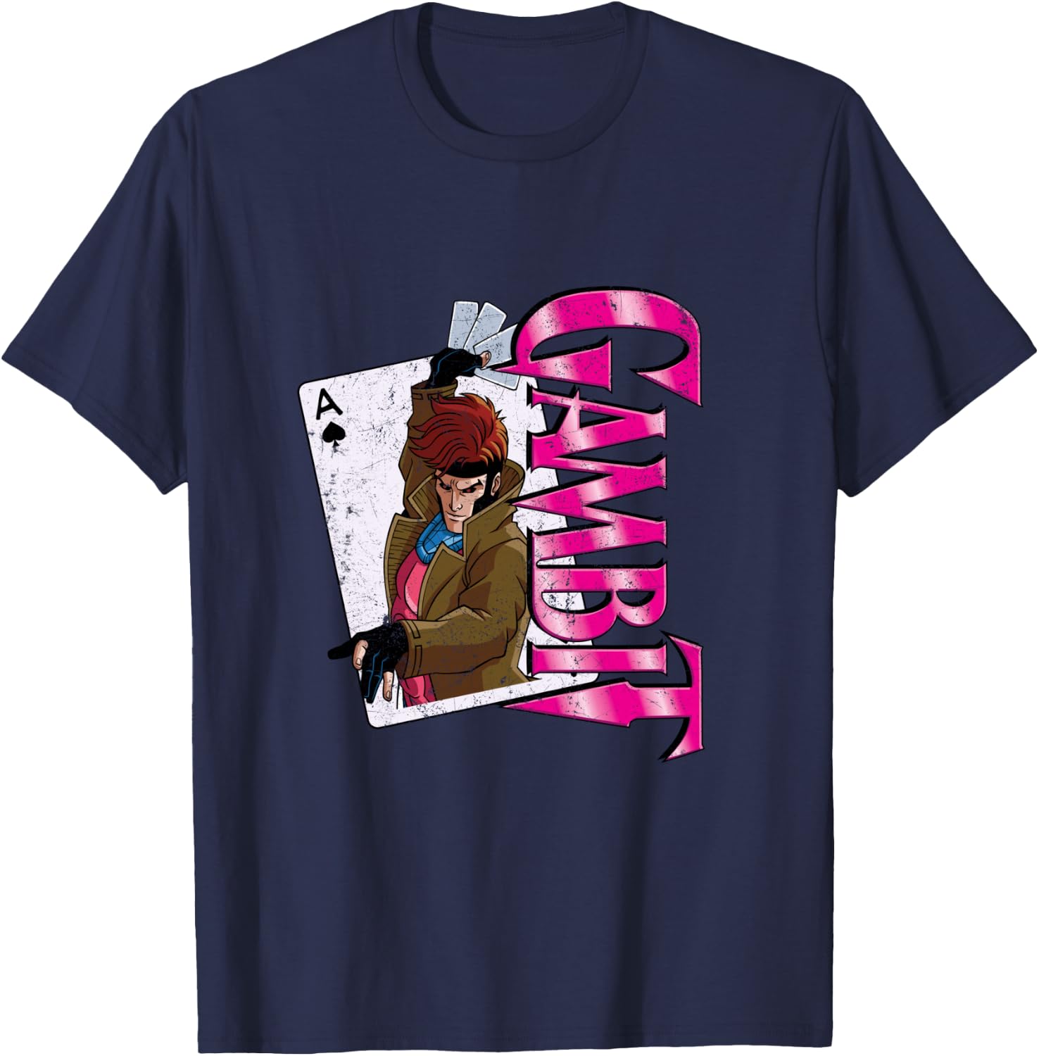 Marvel X-Men Gambit Card Retro T-Shirt - T-Shirt | Navy