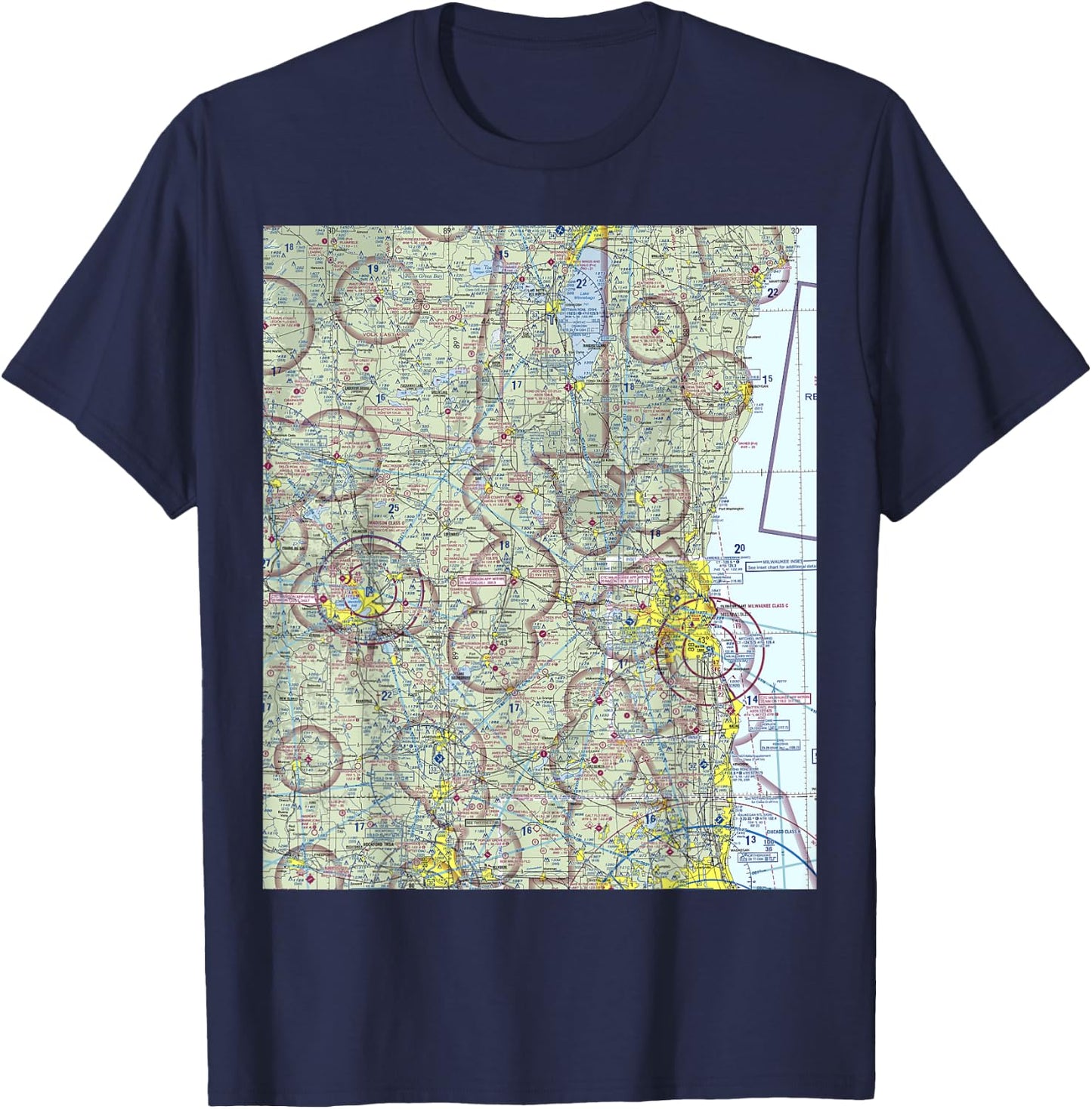 Aeronautical VFR Sectional Chart - Oshkosh T-Shirt - T-Shirt | Navy