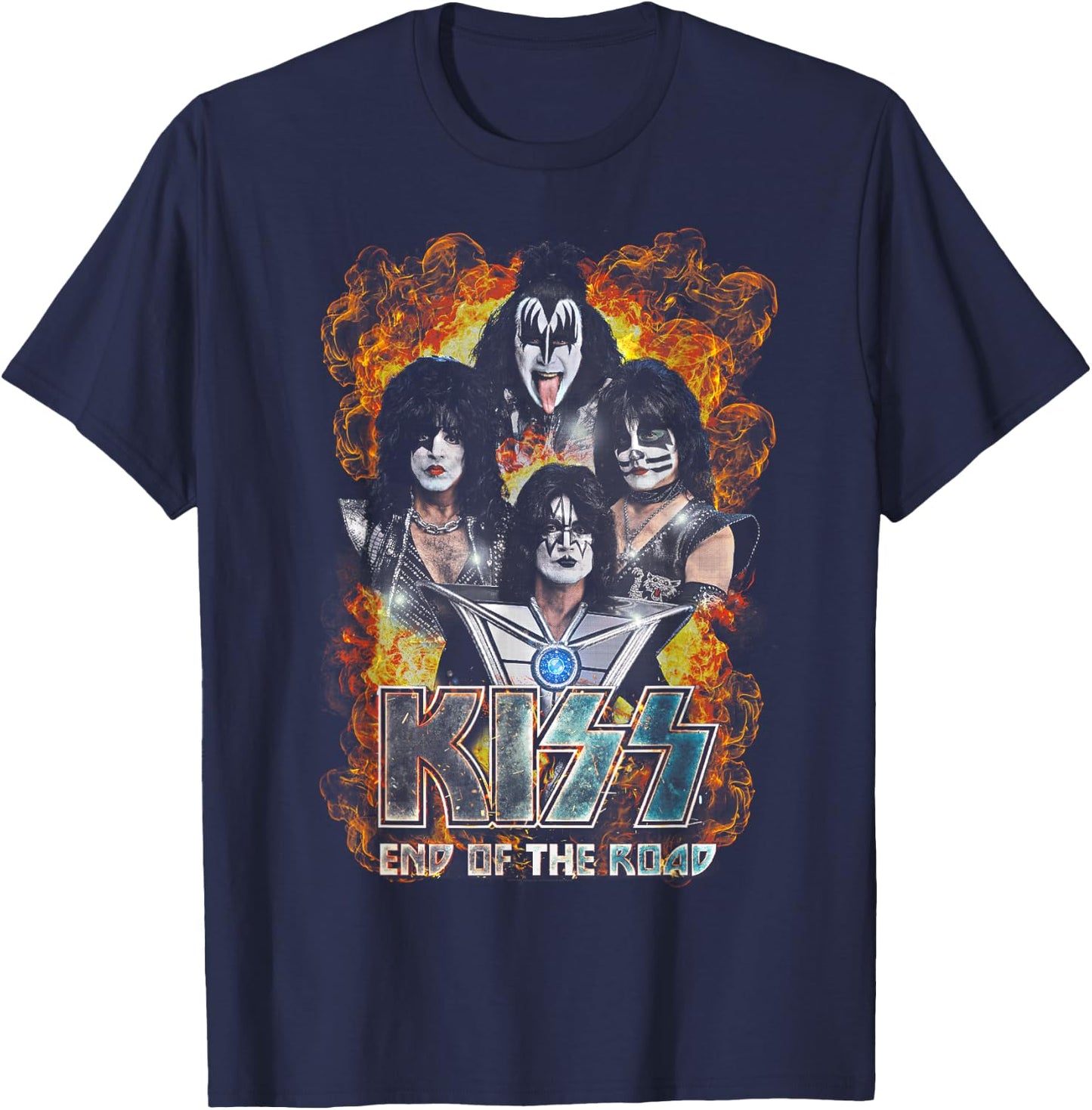 KISS - Exclusive Official End Of The Road Tour, FORT WORTH T-Shirt - T-Shirt | Navy