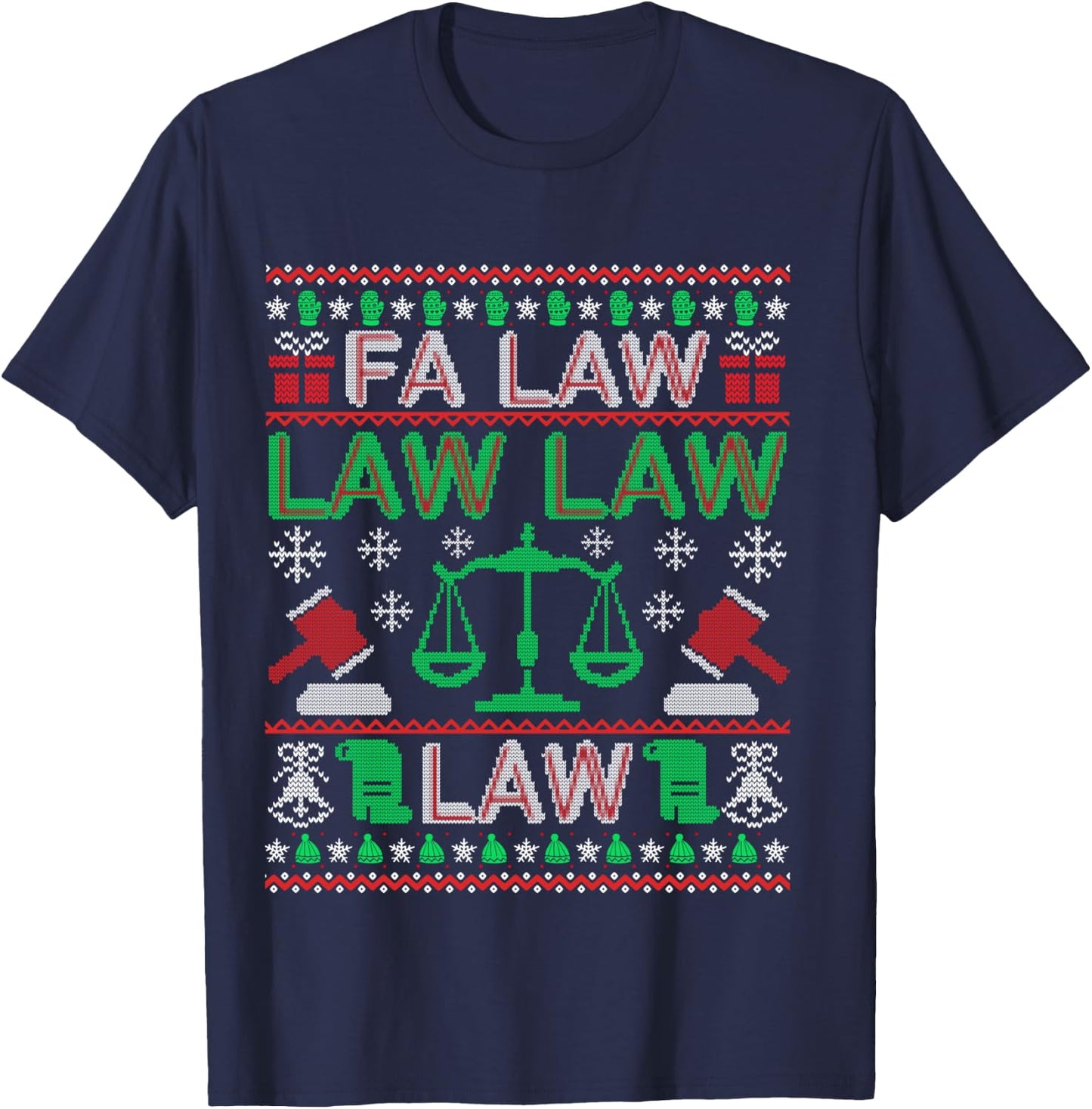Fa Law Law Vintage Lawyer Ugly Christmas Sweater Funny Gift T-Shirt - T-Shirt | Navy