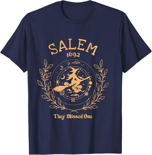 Salem 1692 They Missed One Halloween Spooky Season Witch T-Shirt - T-Shirt | Navy