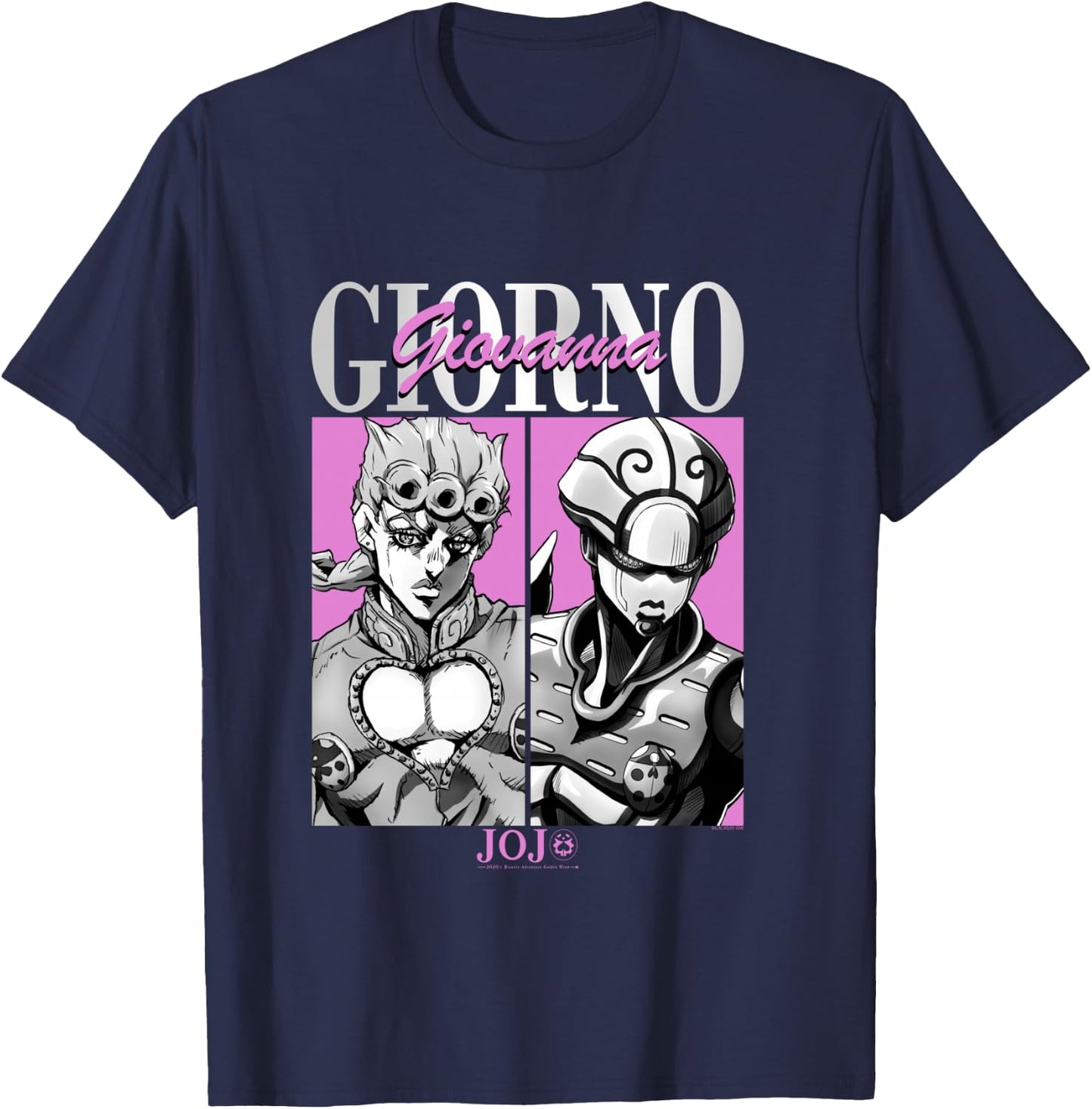 JoJo's Bizarre Adventure Giorno & Golden Wind Panels Anime T-Shirt - T-Shirt | Navy
