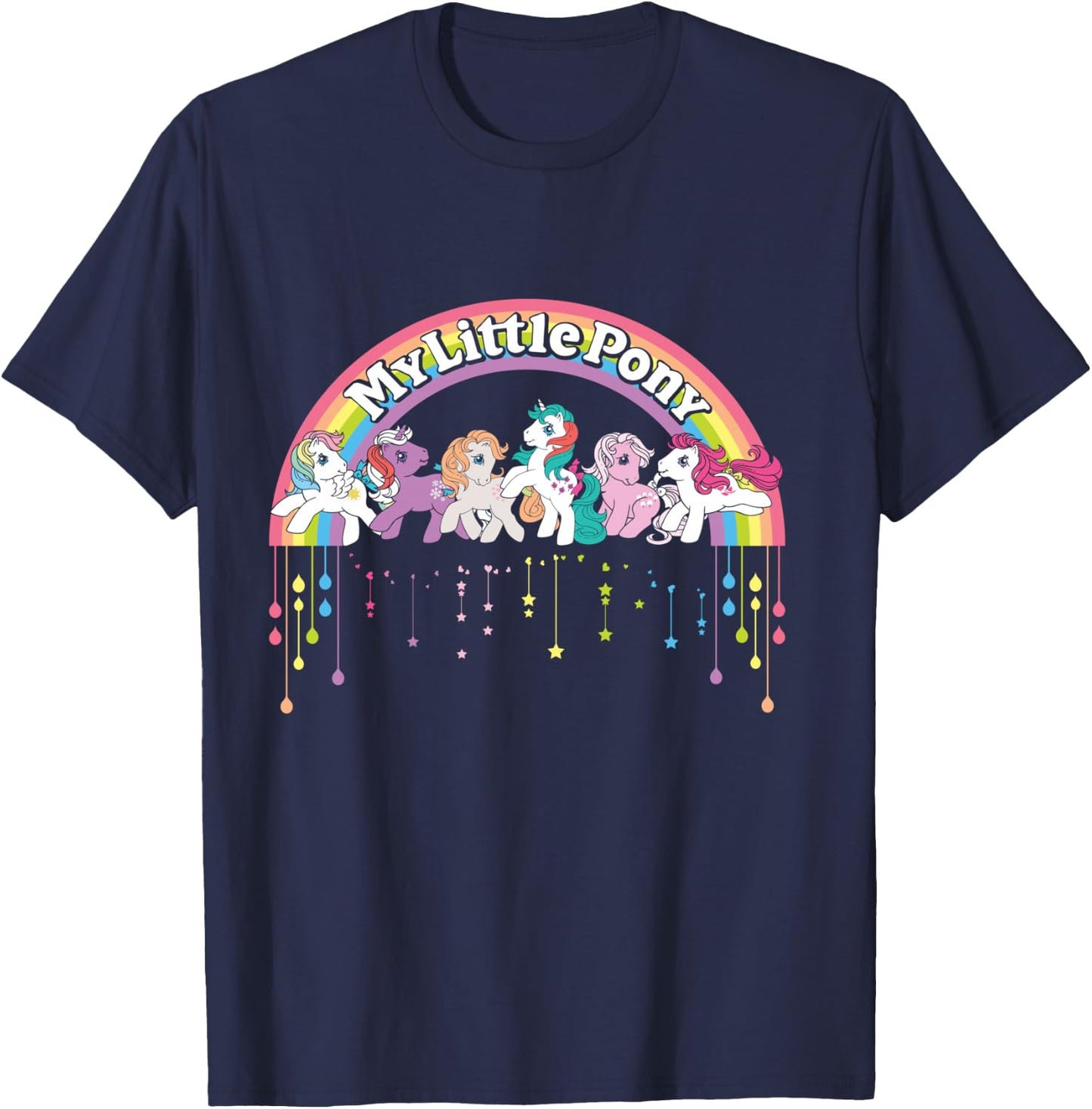 Logo Retro Cartoon Rainbow Dash Fluttershy Rarity T-Shirt - T-Shirt | Navy