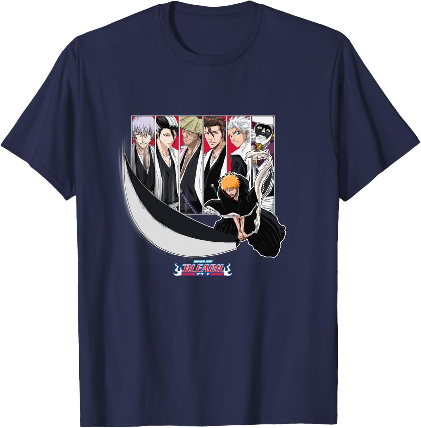 Bleach Ichigo Slash with Characters Anime T-Shirt - T-Shirt | Navy