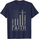 Faith Over Fear Cool Christian Cross American USA Flag T-Shirt - T-Shirt | Navy