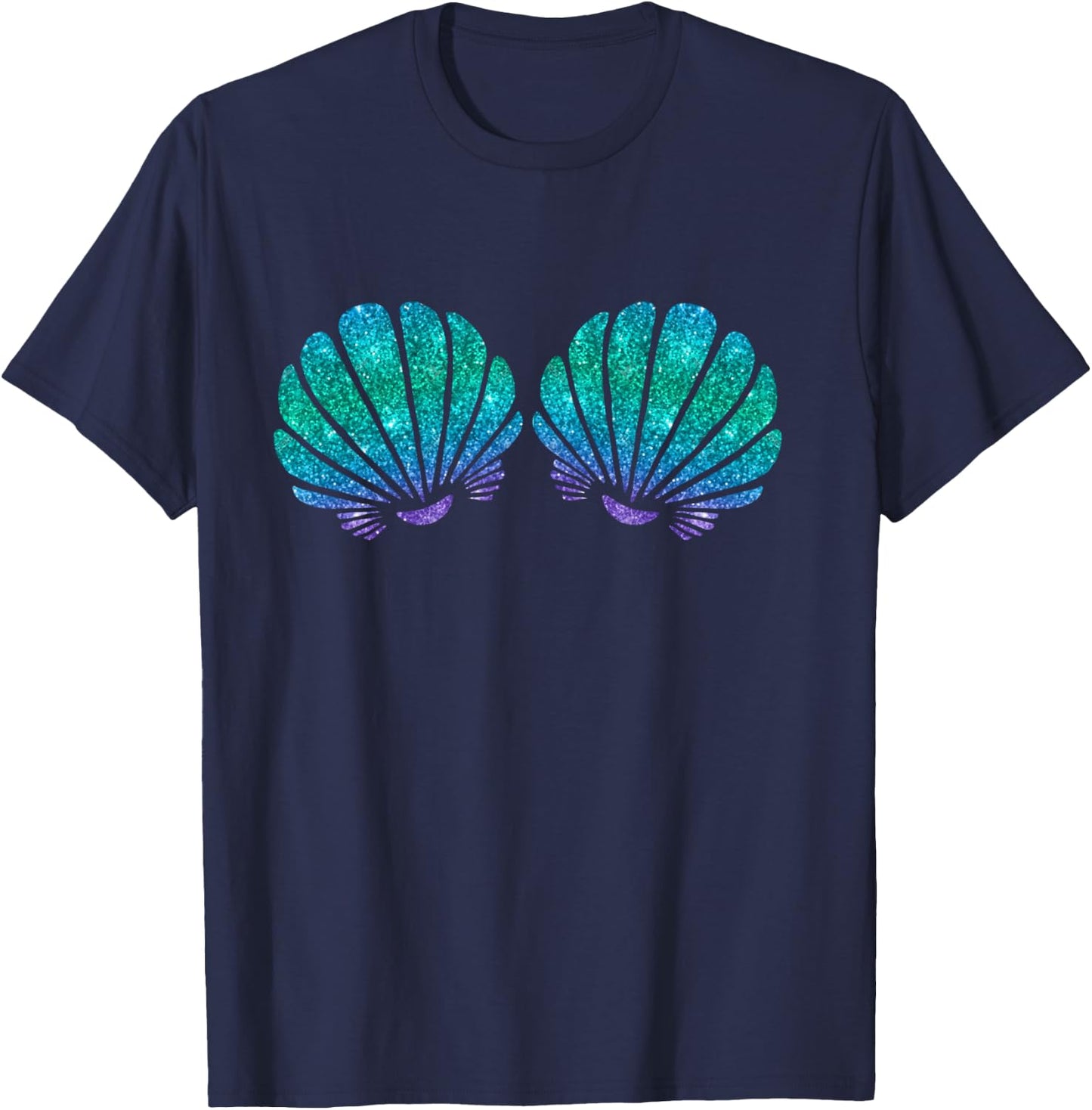 Mermaid Sea Shell Bra Costume T-Shirt - T-Shirt | Navy
