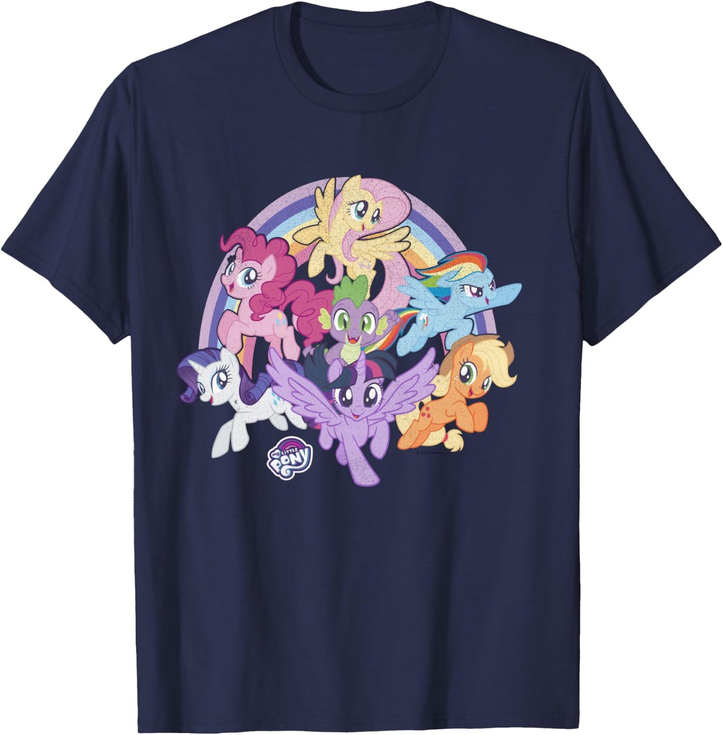 My Little Pony: Friendship Is Magic Rainbow Pony Group Shot T-Shirt - T-Shirt | Navy