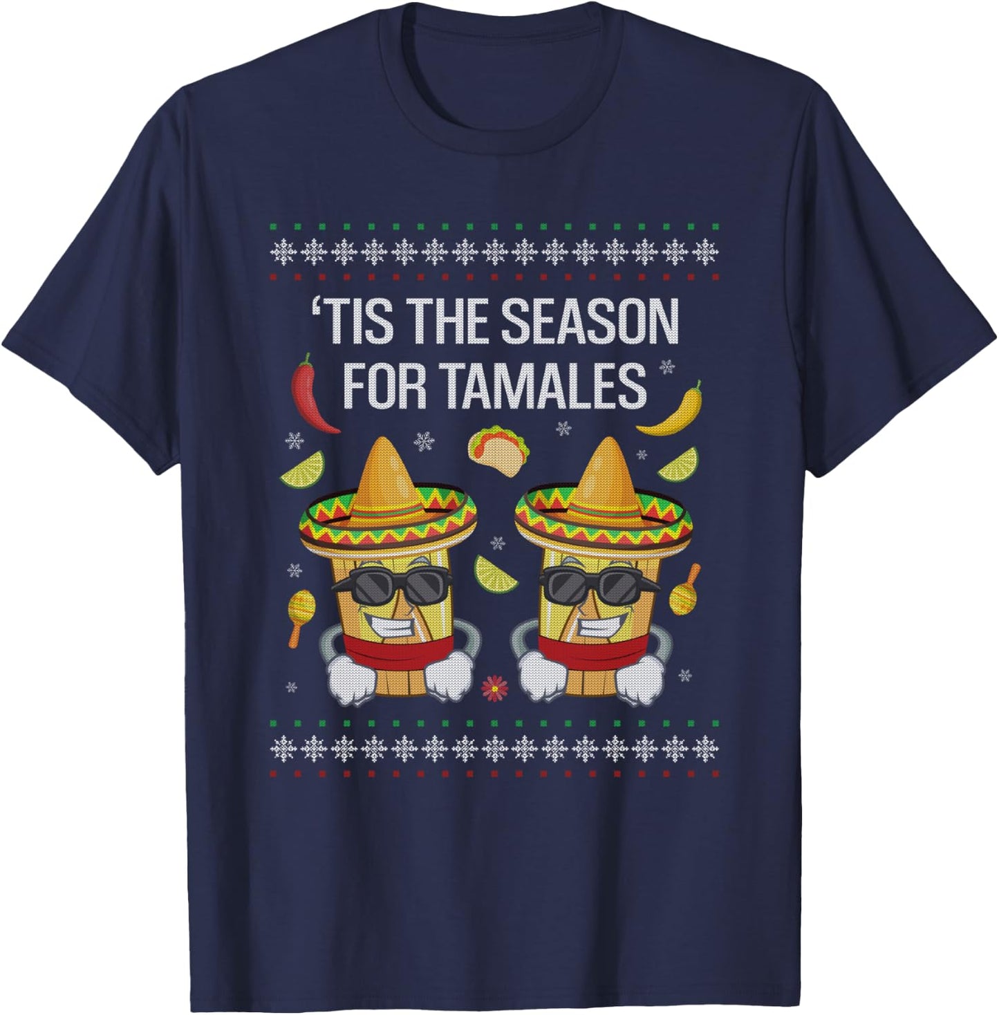 Tamales Ugly Christmas Sweaters Mexican Gifts Women T-Shirt - T-Shirt | Navy