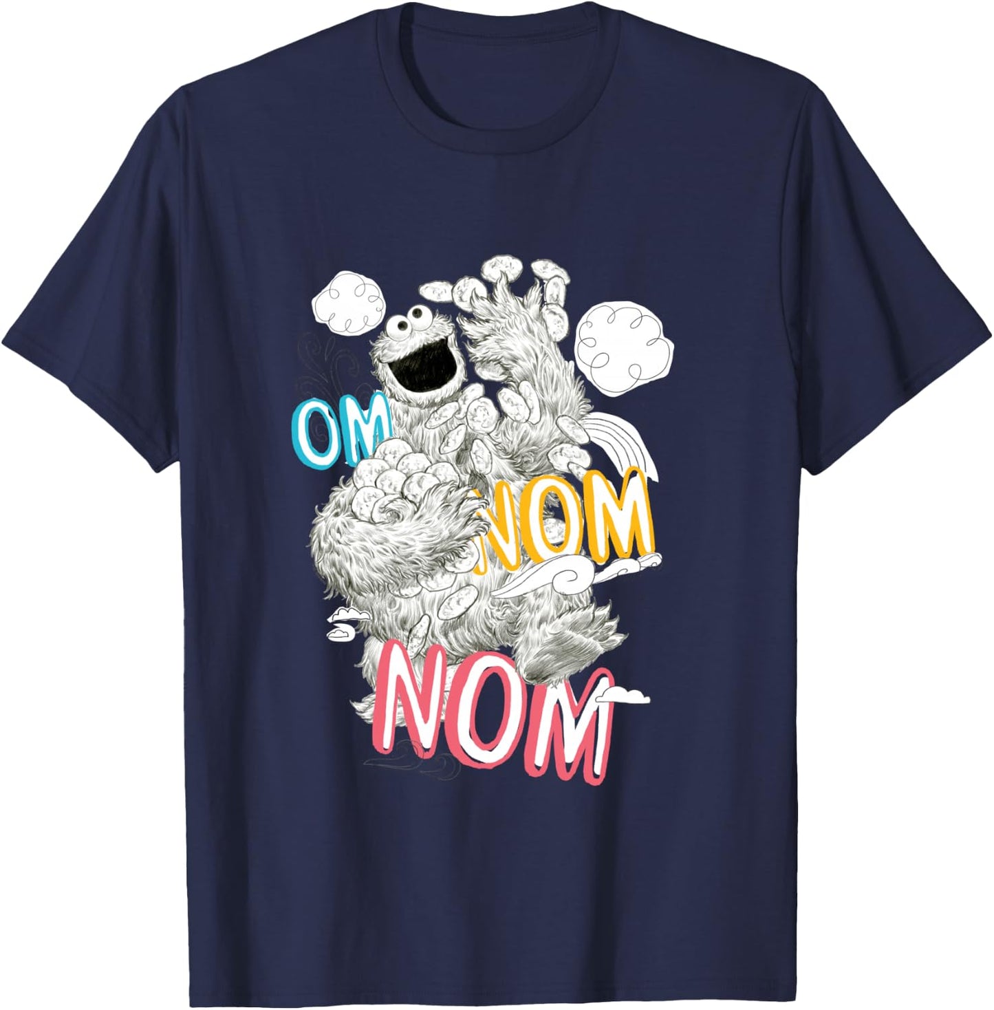 Sesame Street Cookie Monster Om Nom T-Shirt - T-Shirt | Navy