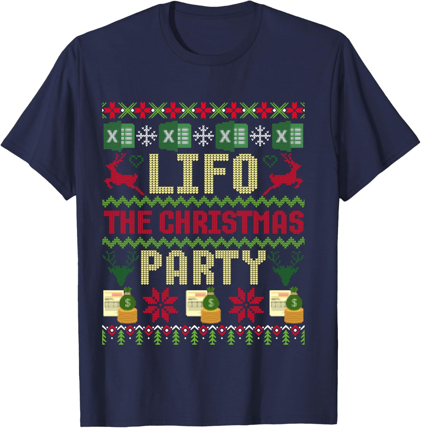 CPA Lifo The Christmas Party Ugly Accountant Sweater Xmas T-Shirt - T-Shirt | Navy