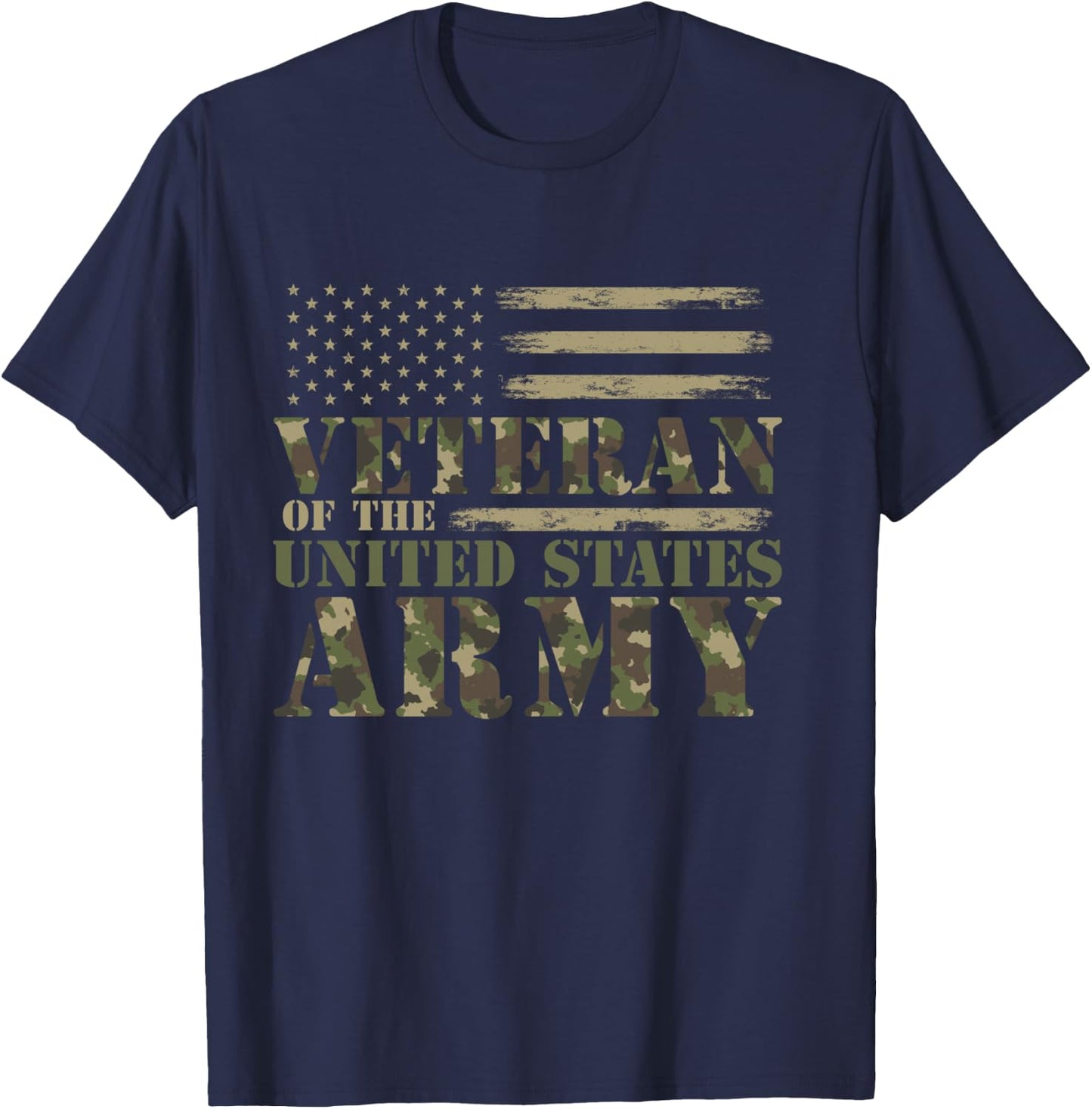Veteran of The United States Army Camouflage US Flag Veteran T-Shirt - T-Shirt | Navy
