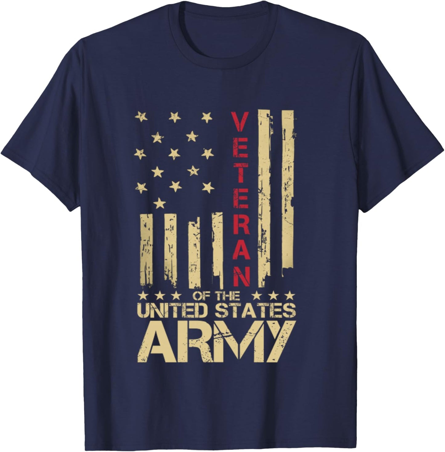 Patriotic U.S Army Veteran Red Line American Flag Vintage T-Shirt - T-Shirt | Navy
