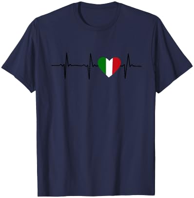 Italy Heartbeat Heart - Italy Heartbeat T-Shirt - T-Shirt | Navy