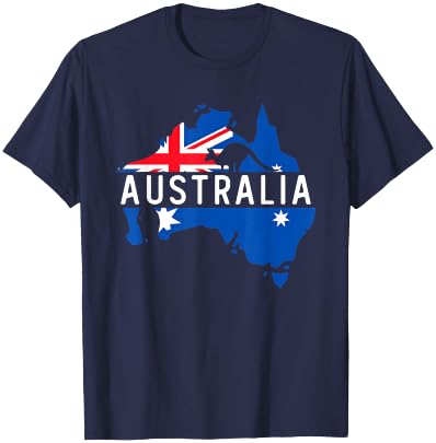 Australia Map Country Australian Kangaroo Aussie Melbourne T-Shirt - T-Shirt | Navy