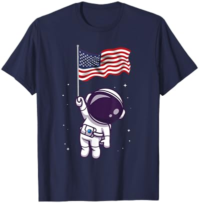 4th Of July Astronaut USA American Flag Funny Patriotic T-Shirt - T-Shirt | Navy