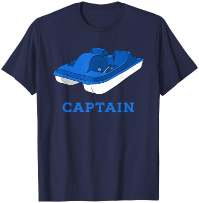Blue and White Pedal Boat Captain Graphic T-Shirt - T-Shirt | Navy