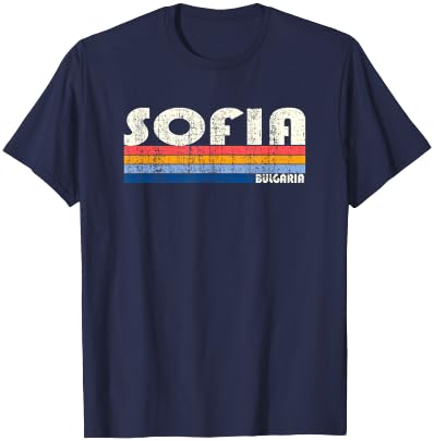 Retro Vintage 70s 80s Style Sofia, Bulgaria T-Shirt - T-Shirt | Navy