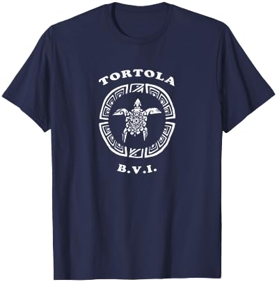 Tortola B.V.I. Vintage Retro Tribal Turtle Vacation T-Shirt - T-Shirt | Navy
