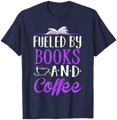 Fueled by Books and Coffee Librarian T-Shirt - T-Shirt | Navy